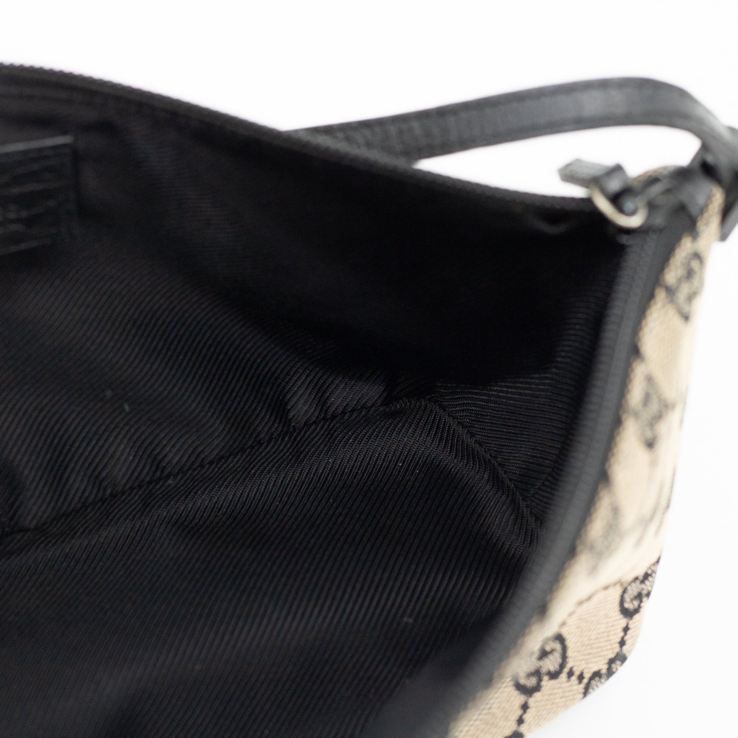 Gucci GG Canas Brown w/ Black Trim Boat Pochette #1804