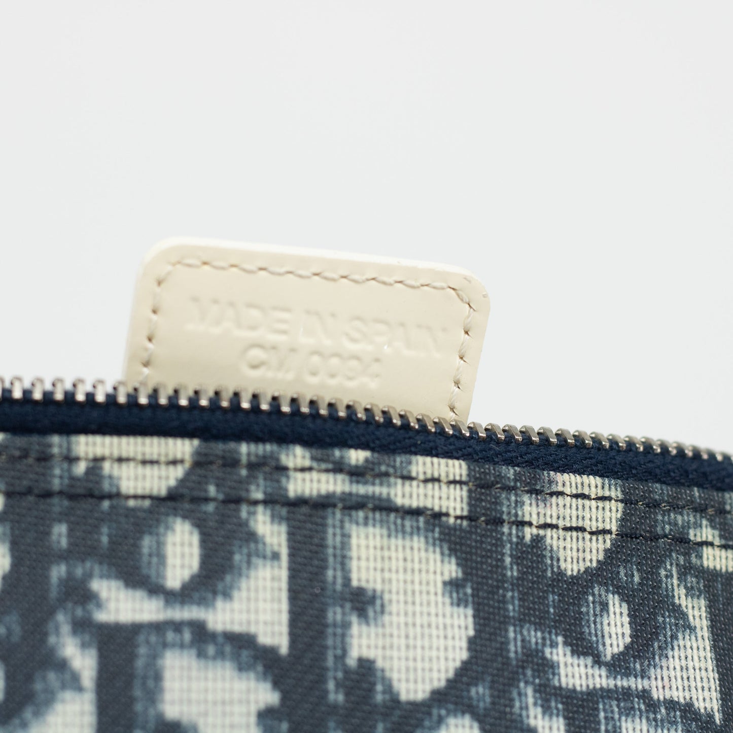 Dior Trotter Saddle Canvas Coated Navy w/ White Trim Pochette #1806