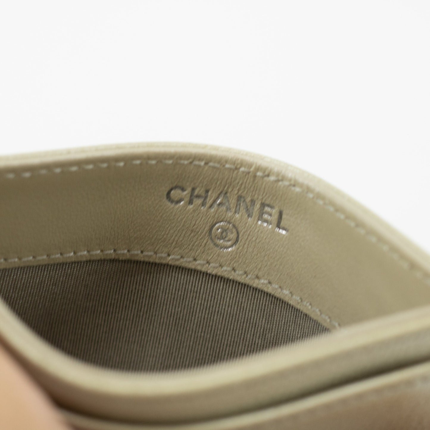 Chanel Silver Coco Mark Caviar Skin Leather Card Case #1870