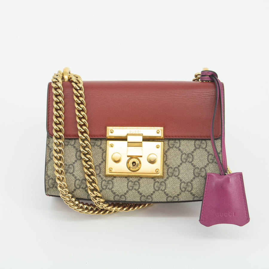 Pre-Owned Gucci GG Supreme Canvas Multicolor Padlock Crossbody Bag #1916
