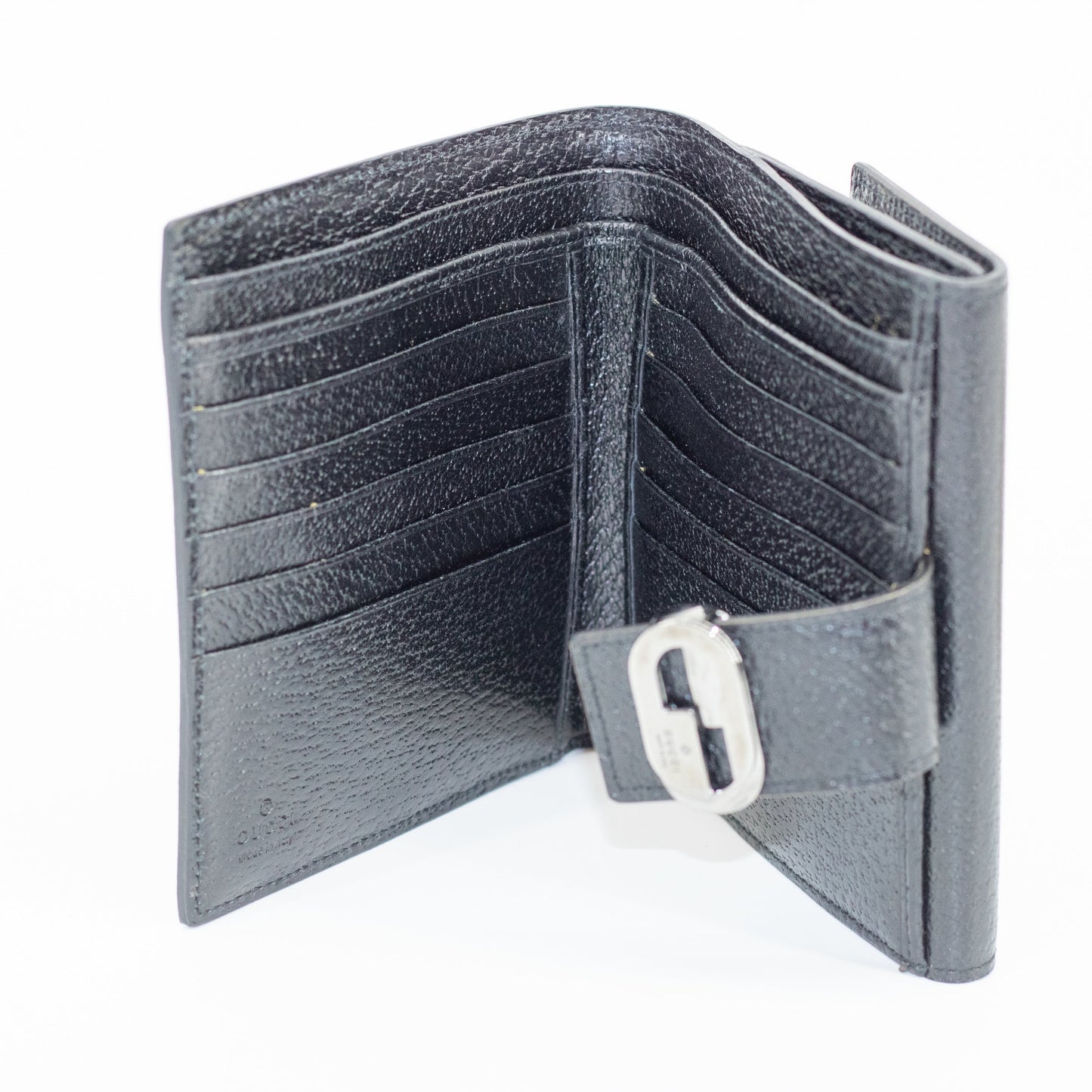 Gucci Black Nylon Canvas x Leather Compact Wallet #1962