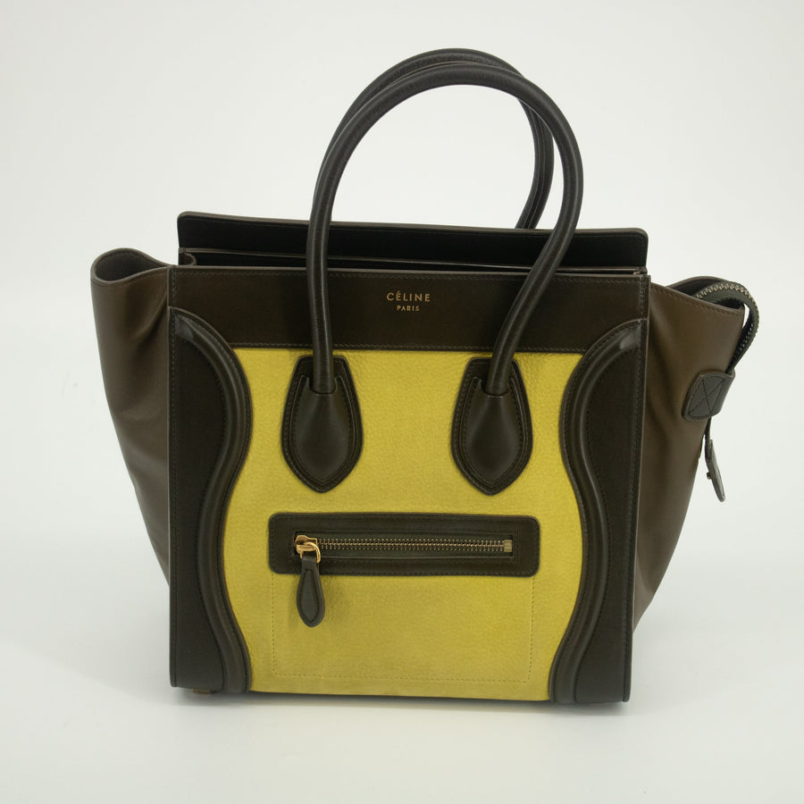 Celine Nubuck Smooth Calfskin Nano Tri-Color Luggage Bag #2016