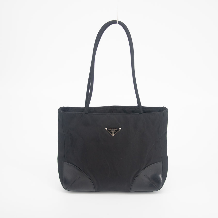 Prada Black Nylon x Leather Tote Bag #2029