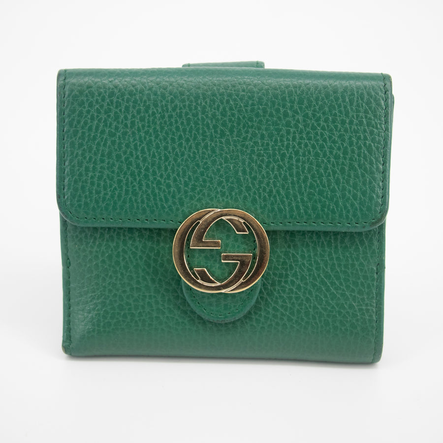 Gucci Green Interlocking G Compact Wallet #2034