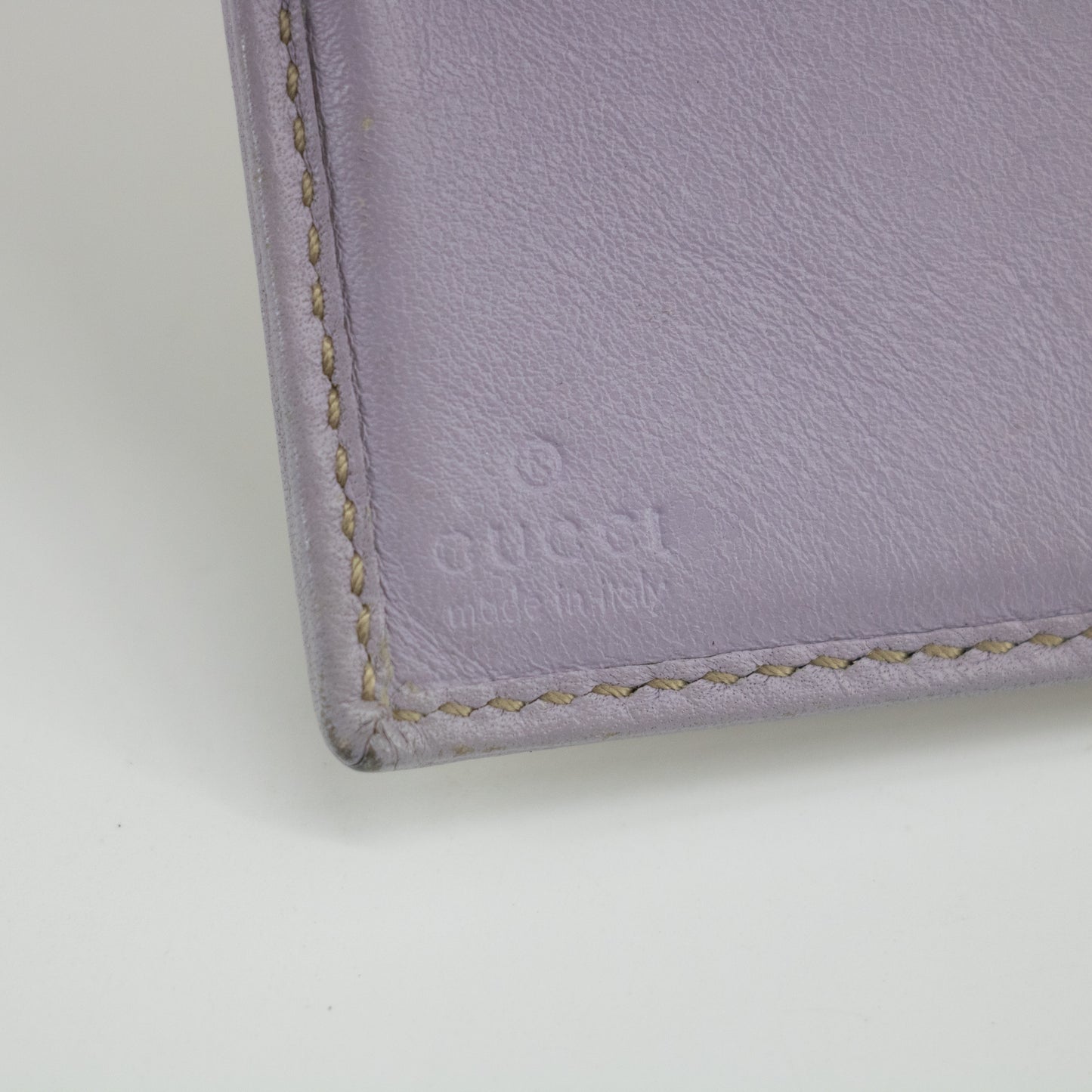Gucci Beige x Light Purple GG Canvas x Leather Heart Compact Wallet #2037