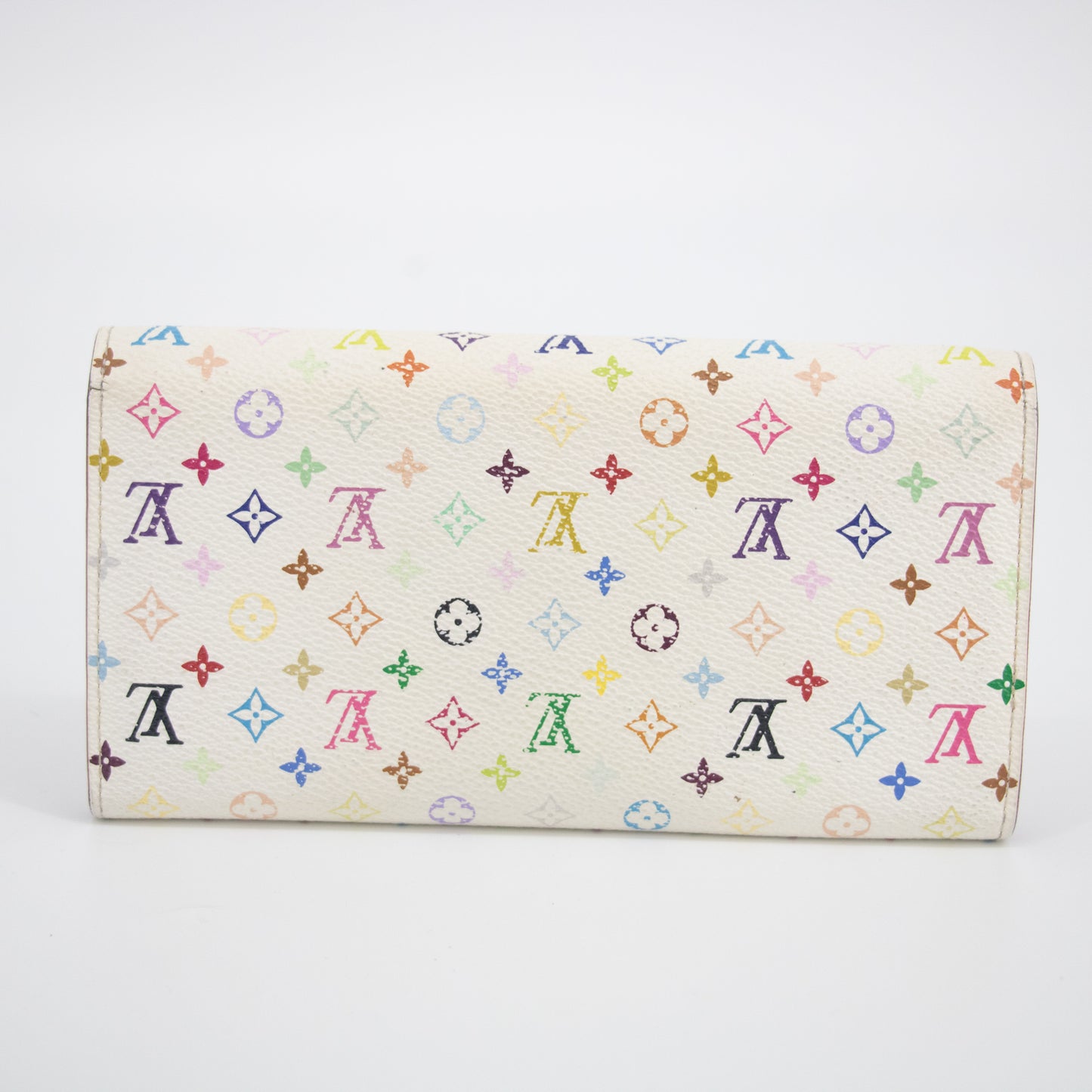 Louis Vuitton x Murakami White Monogram Multicolor Portefeuille Sarah Wallet #2042