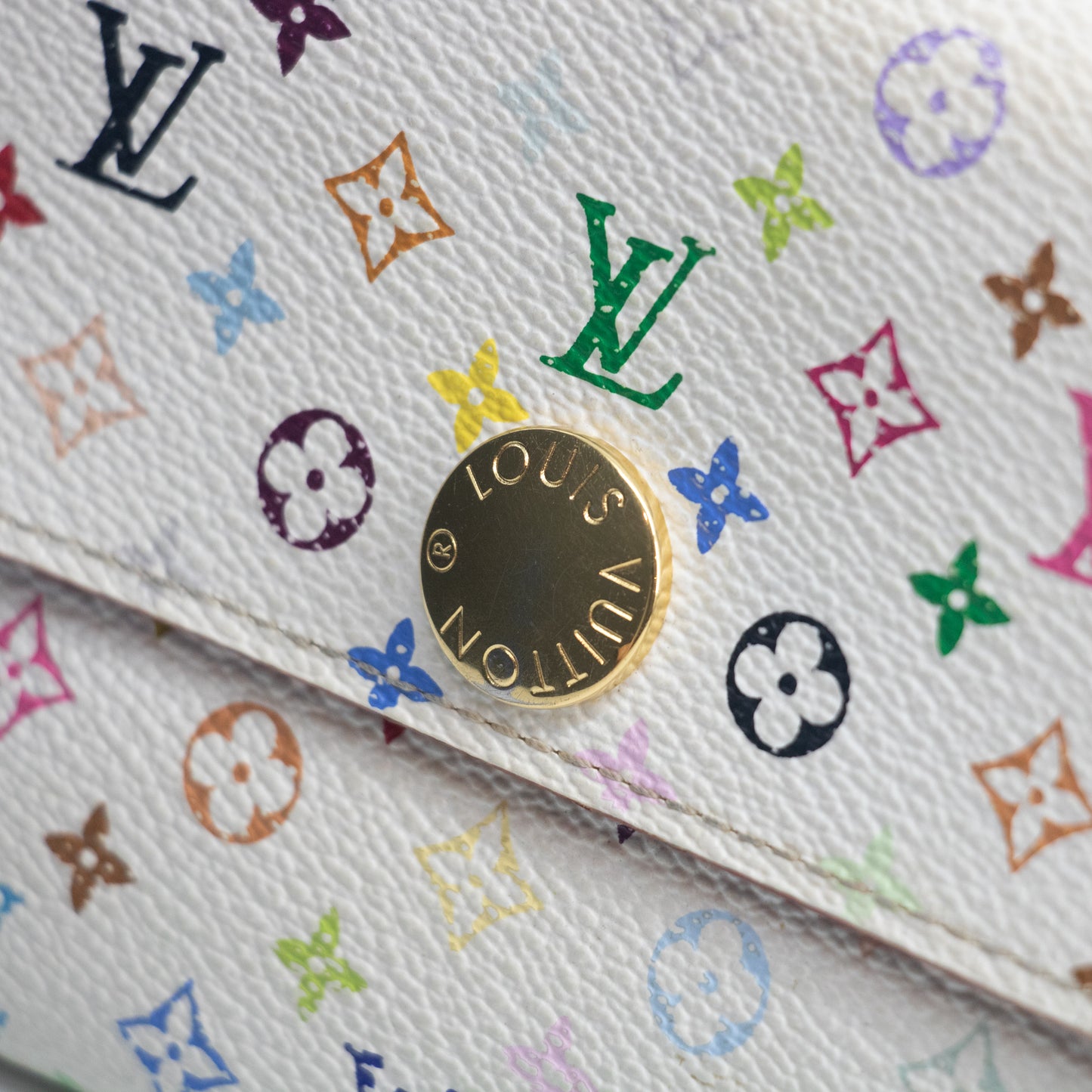 Louis Vuitton x Murakami White Monogram Multicolor Portefeuille Sarah Wallet #2042