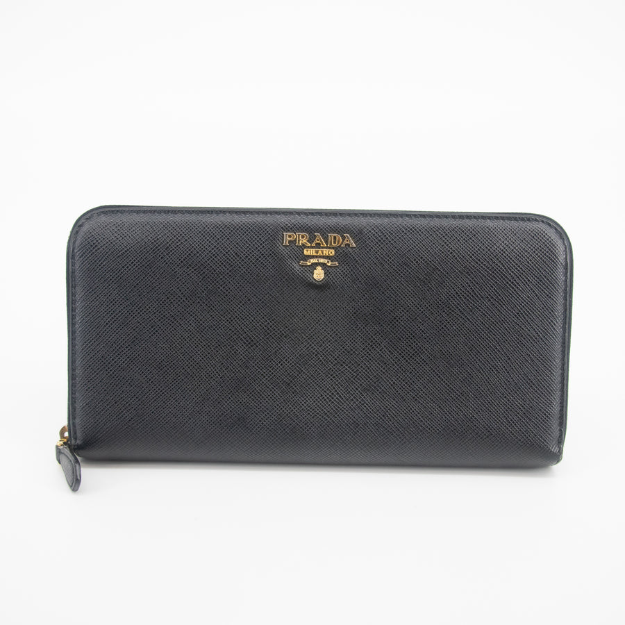 Prada Black Leather Long Zippy Wallet #2048