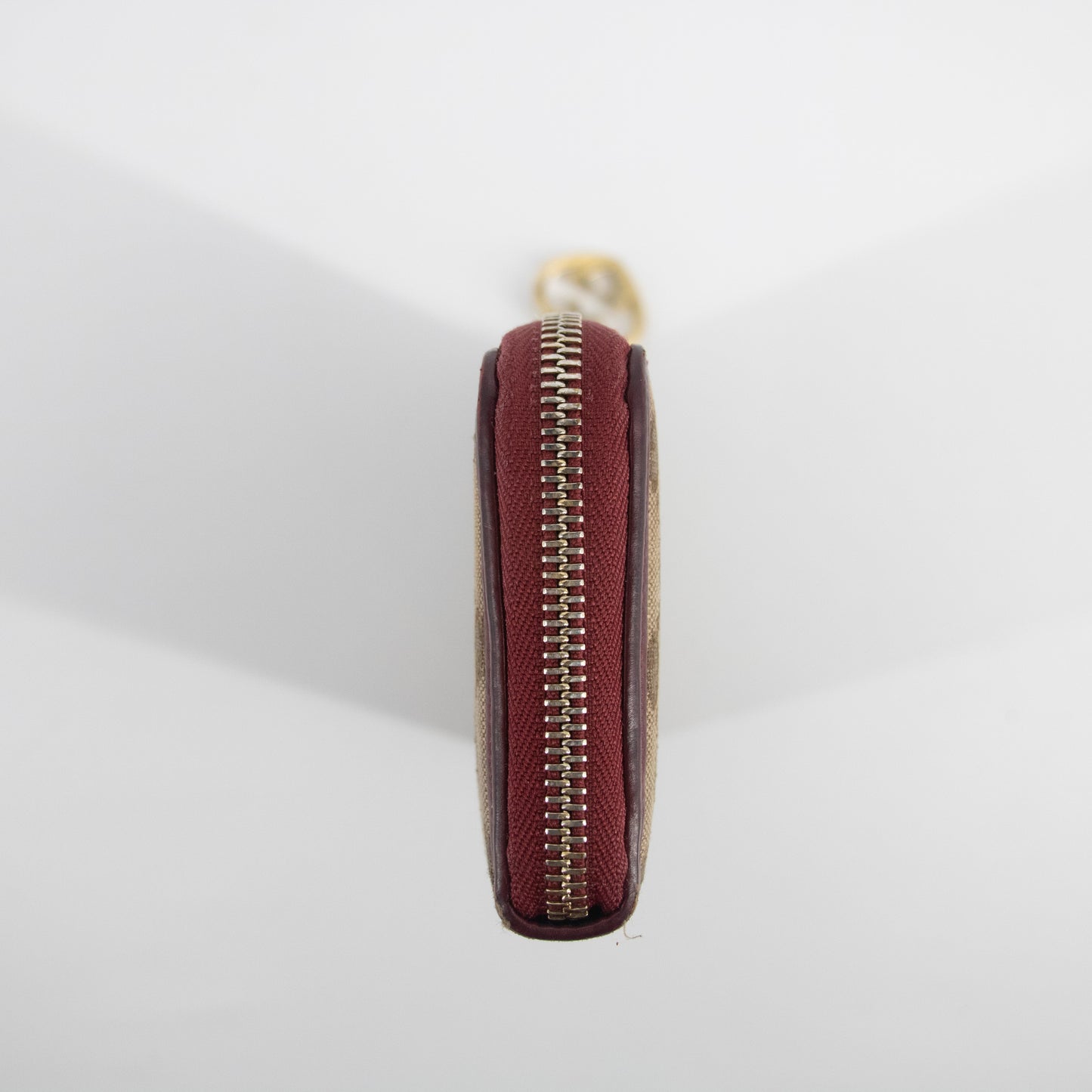 Gucci Brown GG Canvas x Leather Heart Round Zipper Long Wallet #2052