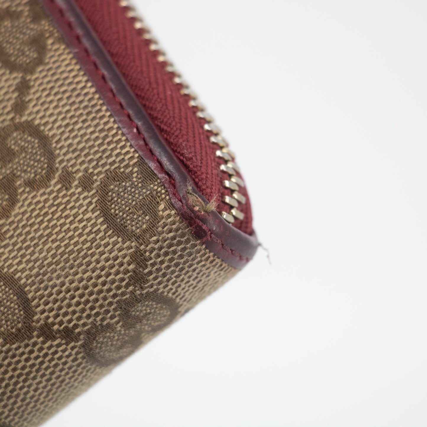 Gucci Brown GG Canvas x Leather Heart Round Zipper Long Wallet #2052