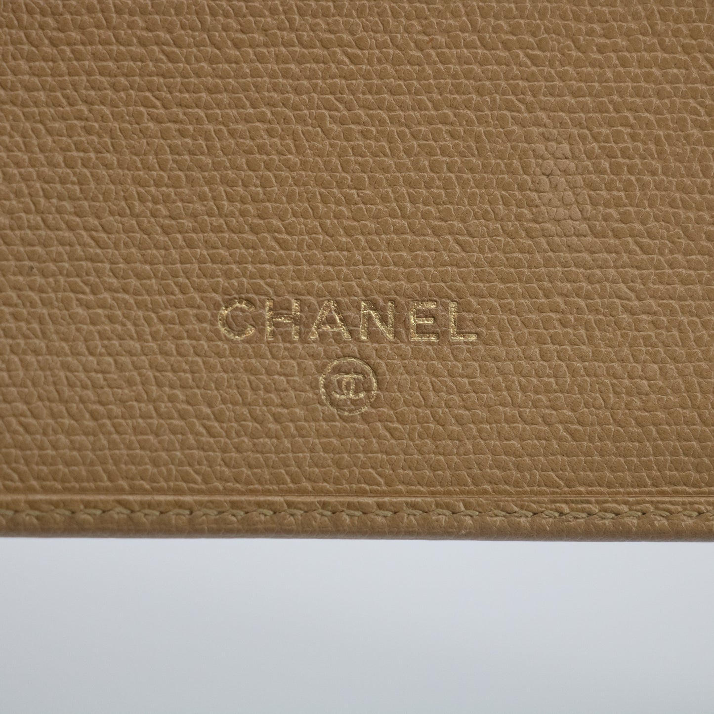 Chanel Beige Leather Coco Mark Button Bifold Wallet #2057