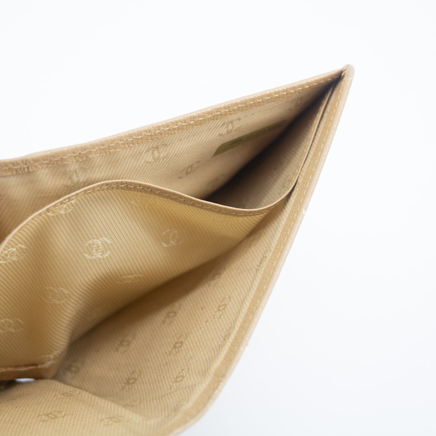 Chanel Beige Leather Coco Mark Button Bifold Wallet #2057