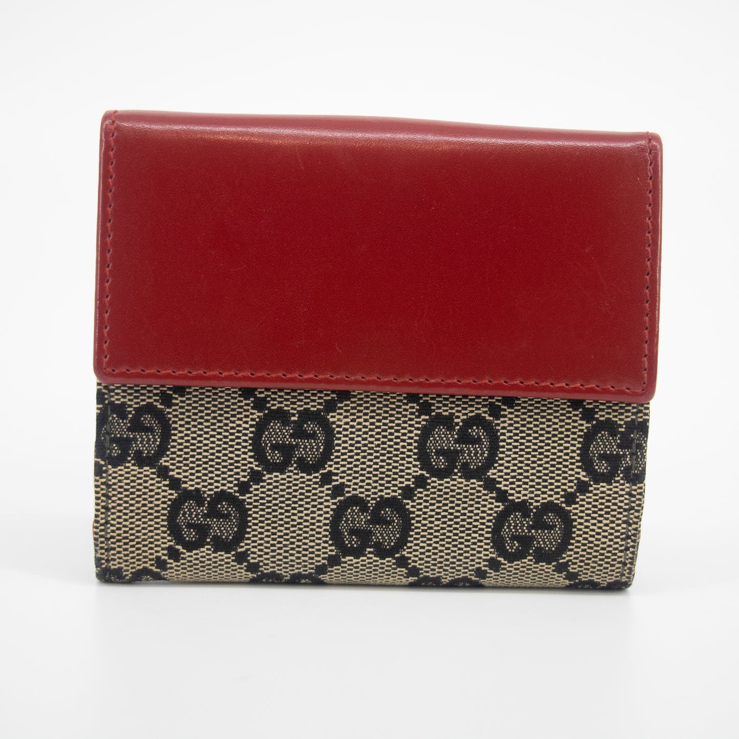 Gucci Red x Black Jackie GG Canvas x Leather Compact Wallet #2059