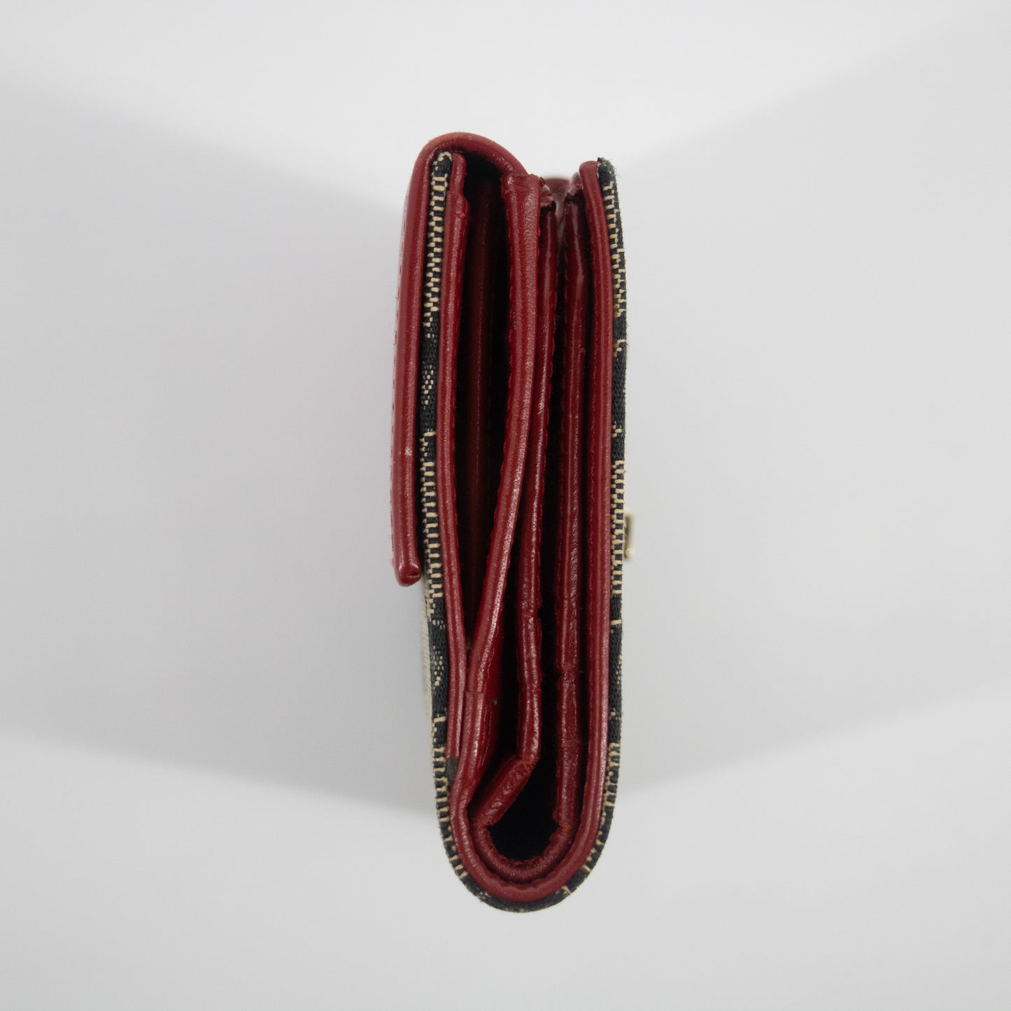 Gucci Red x Black Jackie GG Canvas x Leather Compact Wallet #2059