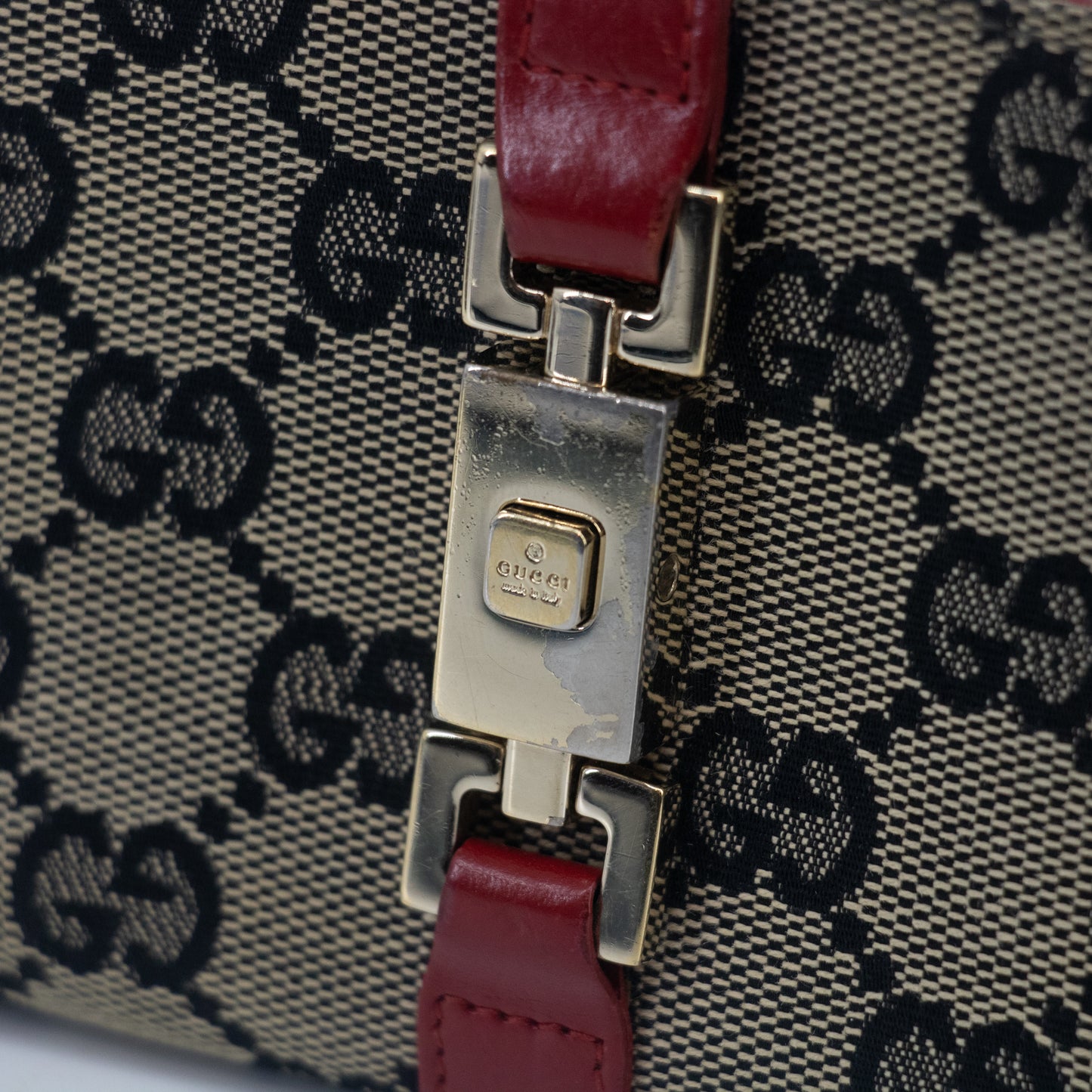 Gucci Red x Black Jackie GG Canvas x Leather Compact Wallet #2059