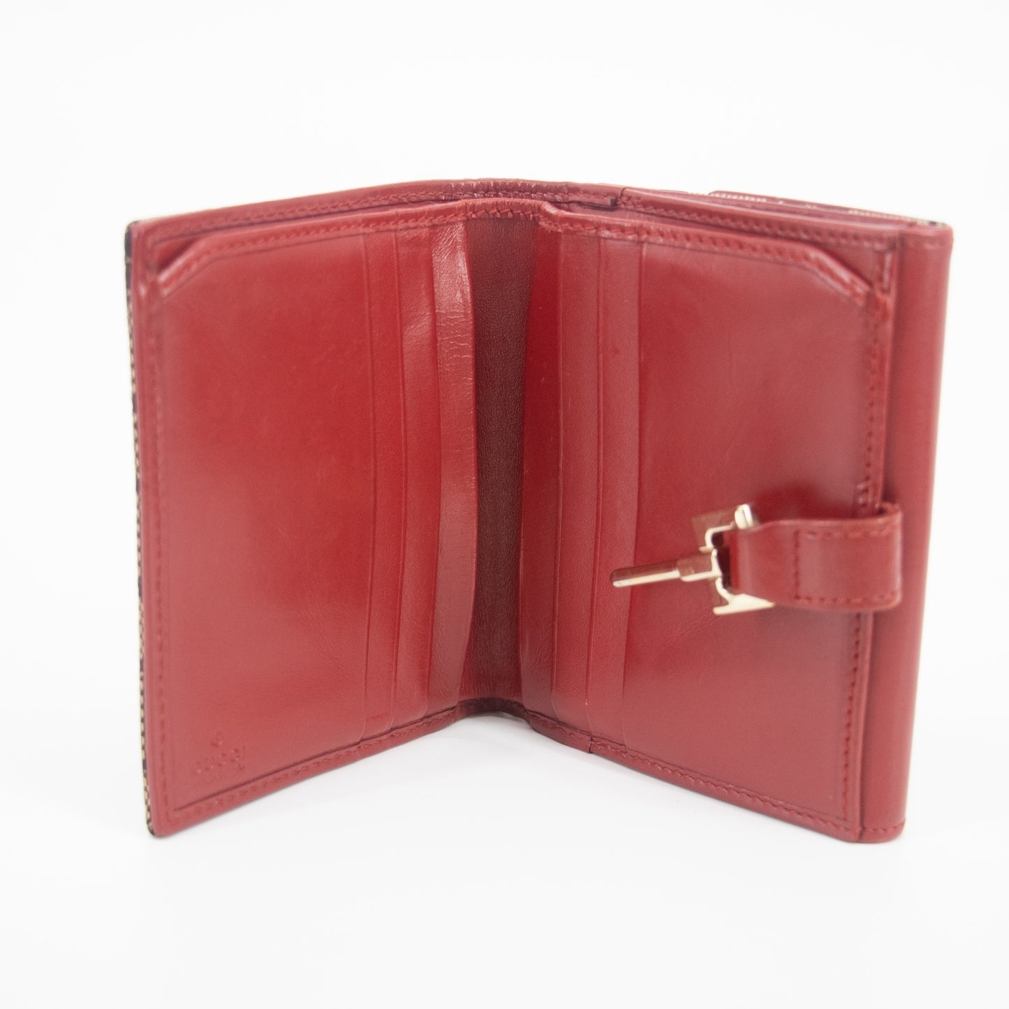 Gucci Red x Black Jackie GG Canvas x Leather Compact Wallet #2059