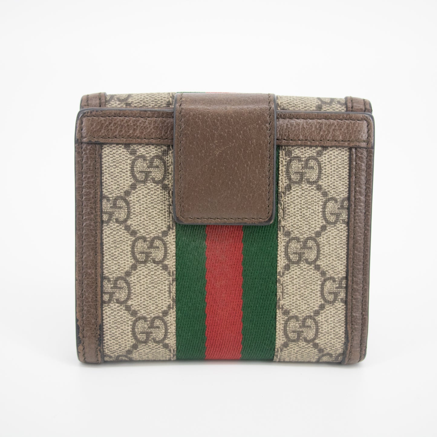Gucci Brown Ophidia GG Supreme Marmont Sherry Line Compact Wallet #2062