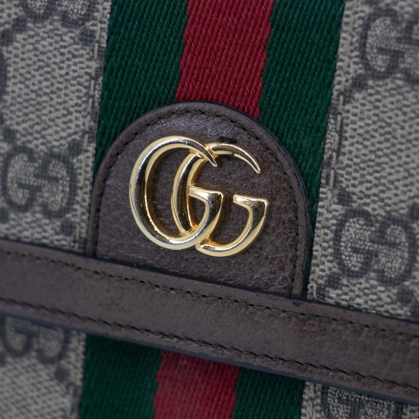 Gucci Brown Ophidia GG Supreme Marmont Sherry Line Compact Wallet #2062