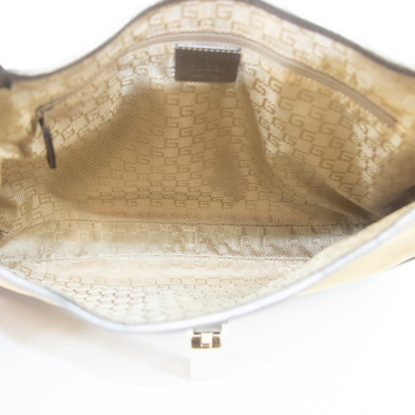 Gucci Gold Canvas / Metallic Brown Leather Jackie Shoulder Bag #2088