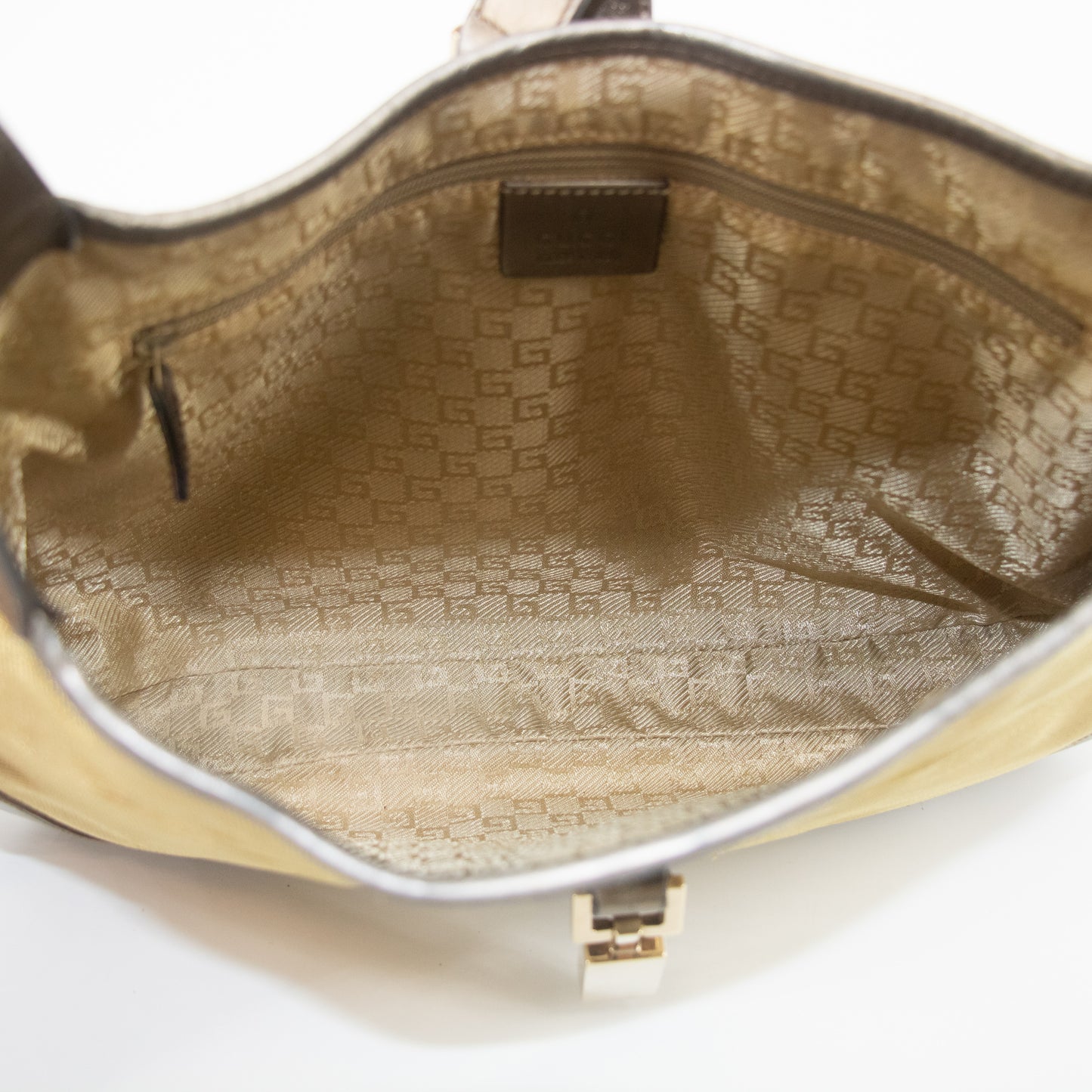 Gucci Gold Canvas / Metallic Brown Leather Jackie Shoulder Bag #2088