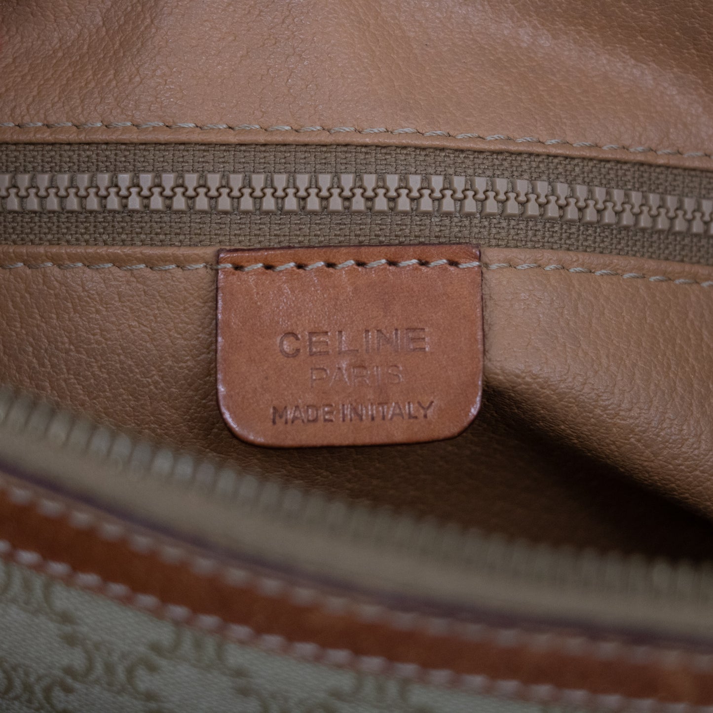 Celine Macadam Beige PVC Leather Boston Bag #2120