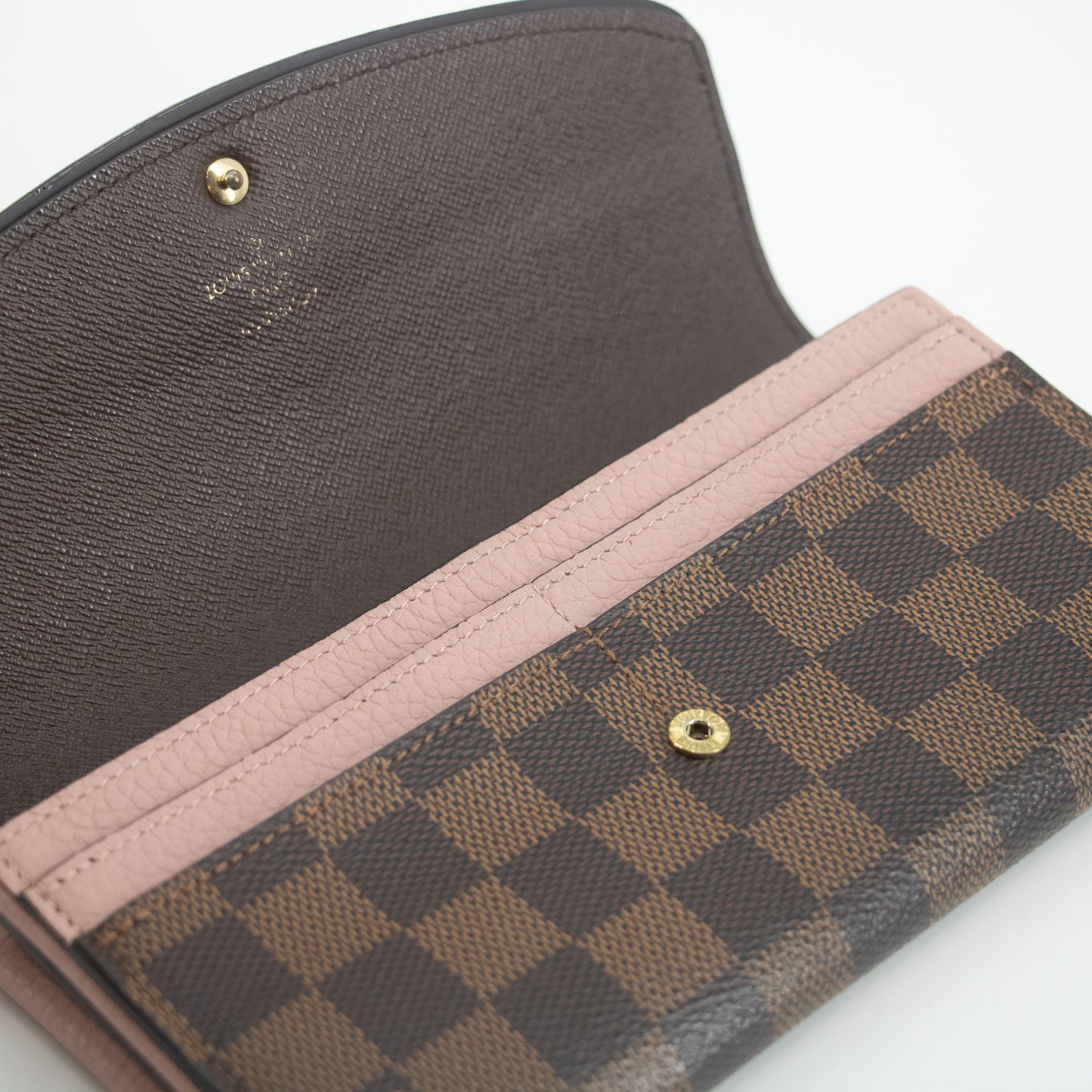 Louis Vuitton Damier Ebene Normandy Long Wallet Pink #2169