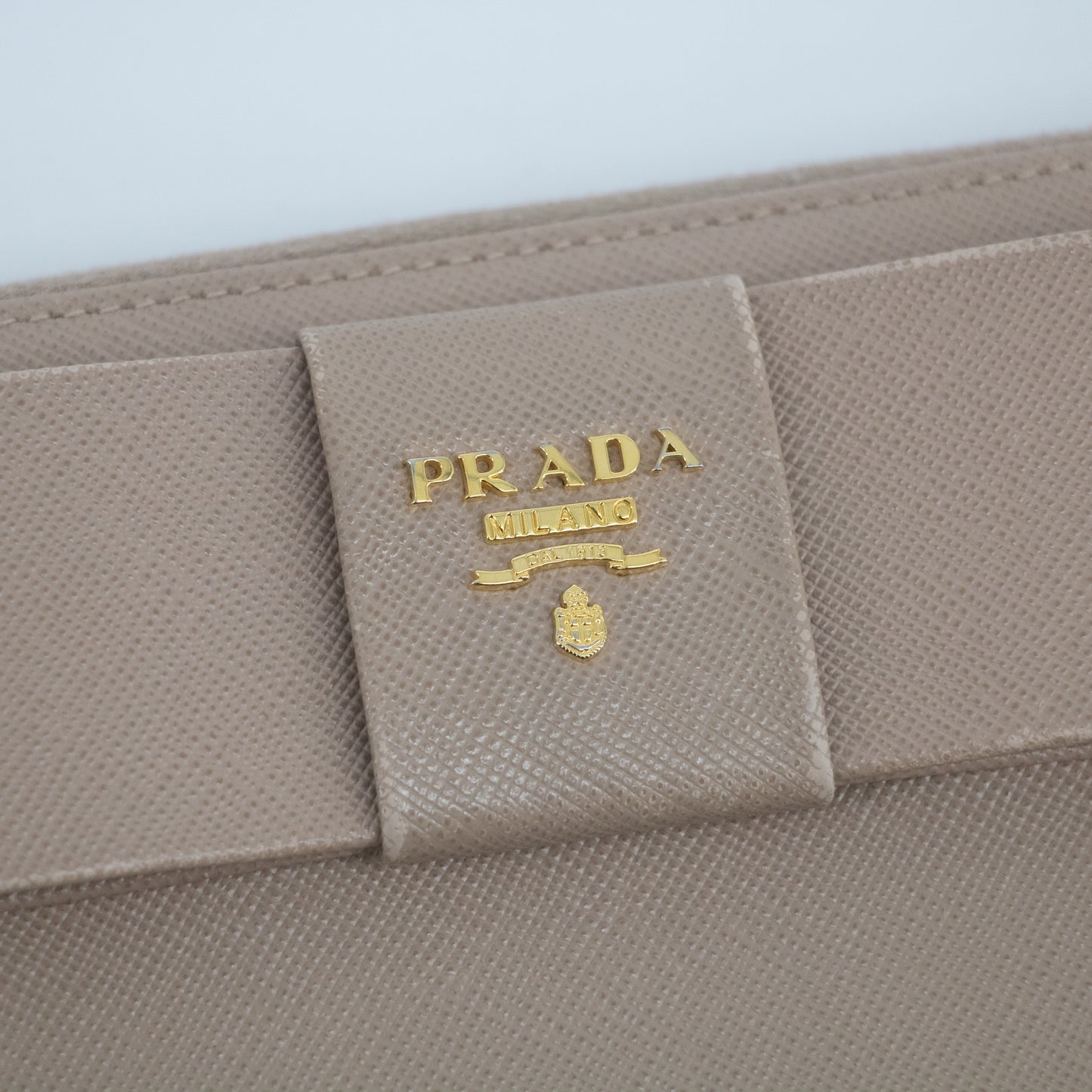 Prada Saffiano Beige Zip Around Long Wallet #2176