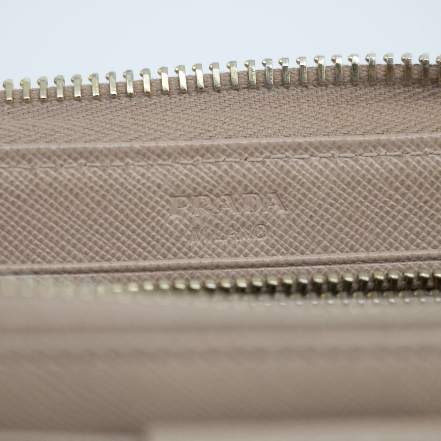 Prada Saffiano Beige Zip Around Long Wallet #2176
