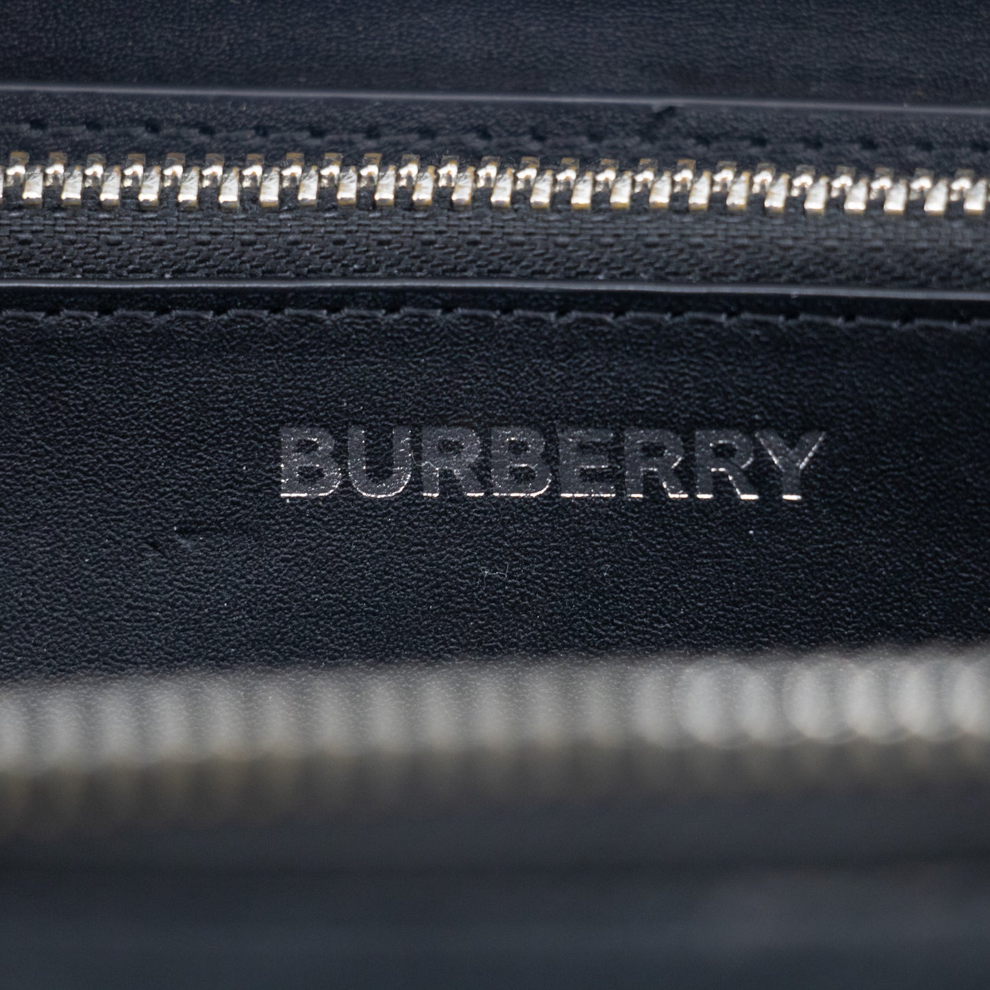 Burberry Black Leather Plaid Zip Around Wallet #2194