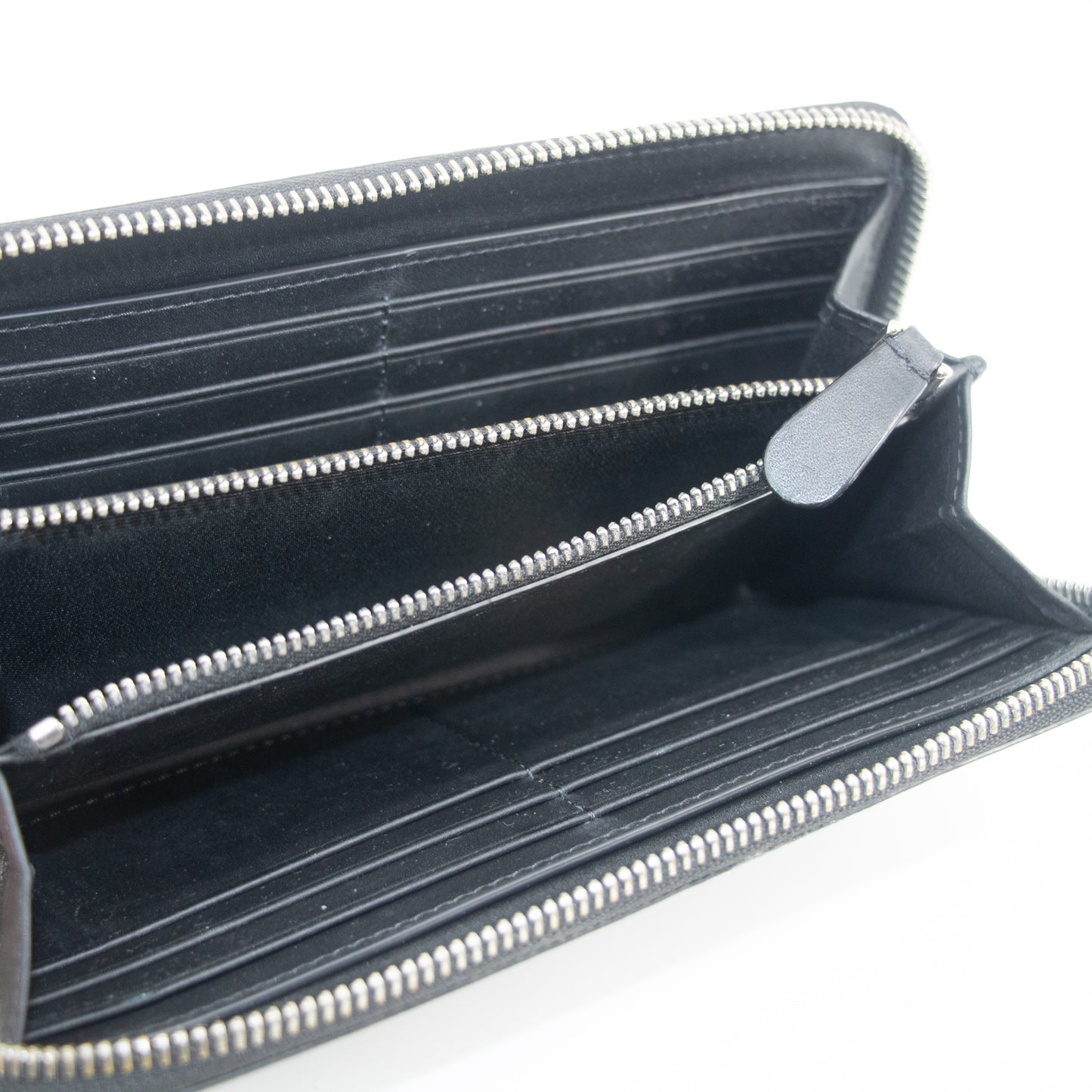 Burberry Black Leather Plaid Zip Around Wallet #2194