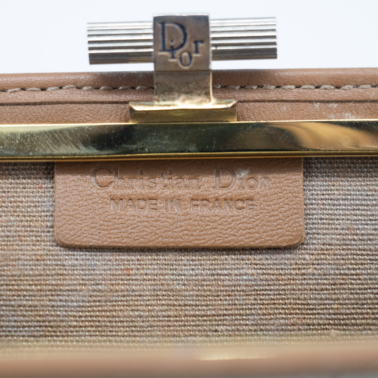 Christian Dior Beige Honeycomb Pattern Kisslock Pouch #2198