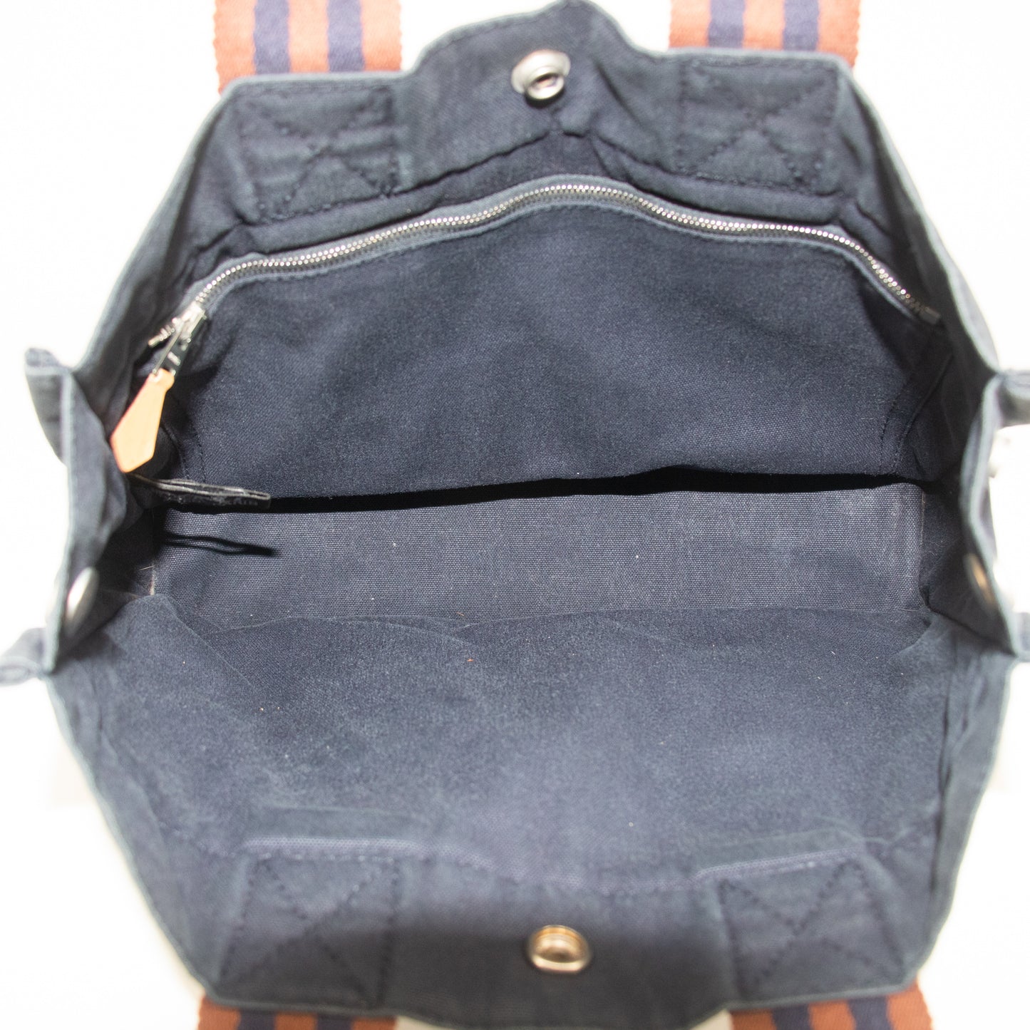 Hermes Navy Canvas Fourre-Tout PM w/ Orange Tote Bag #2206