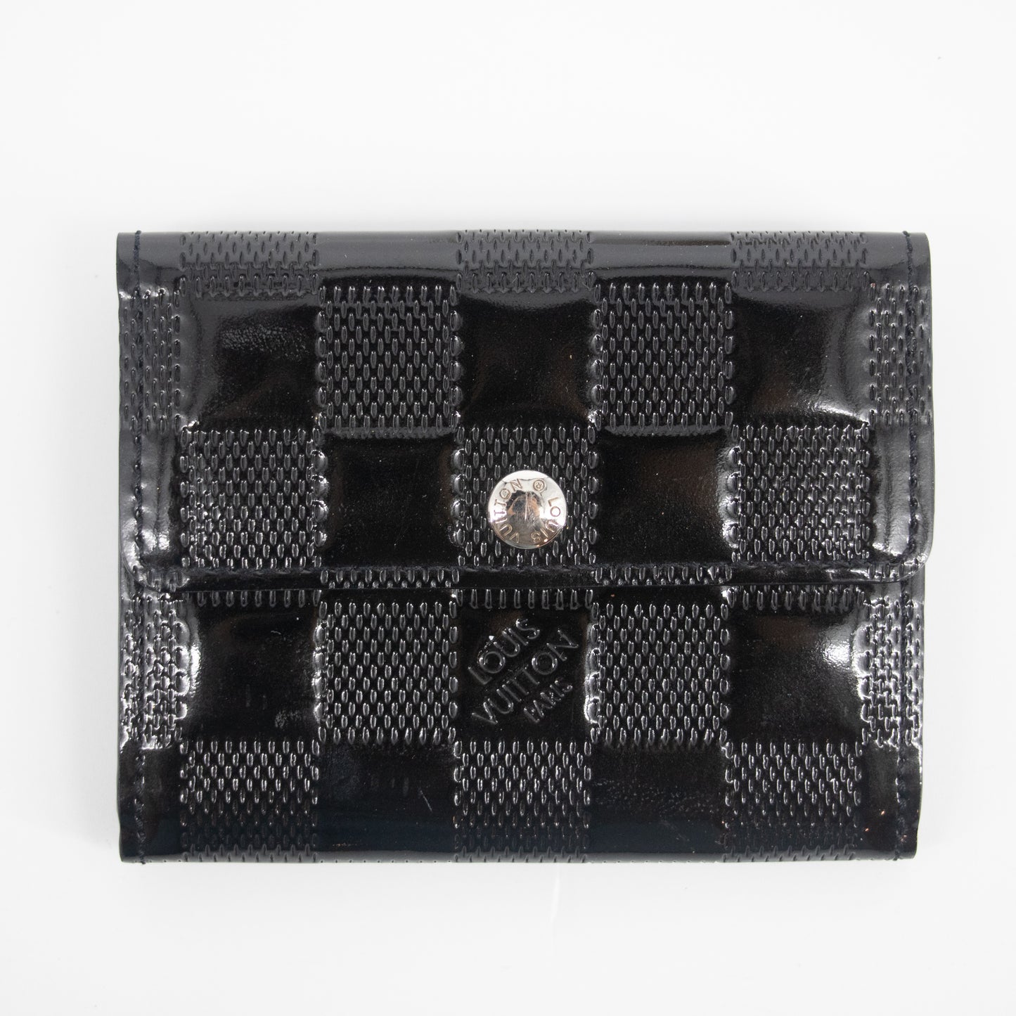 Louis Vuitton Black Vernis Checkered Compact Wallet #2217