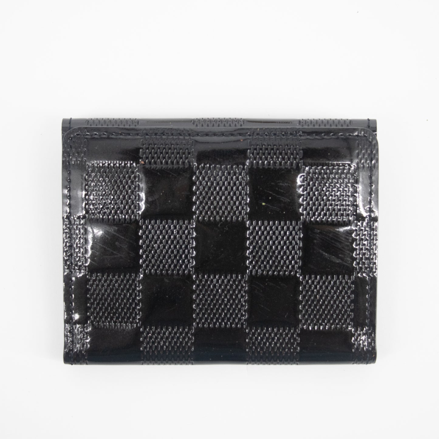 Louis Vuitton Black Vernis Checkered Compact Wallet #2217