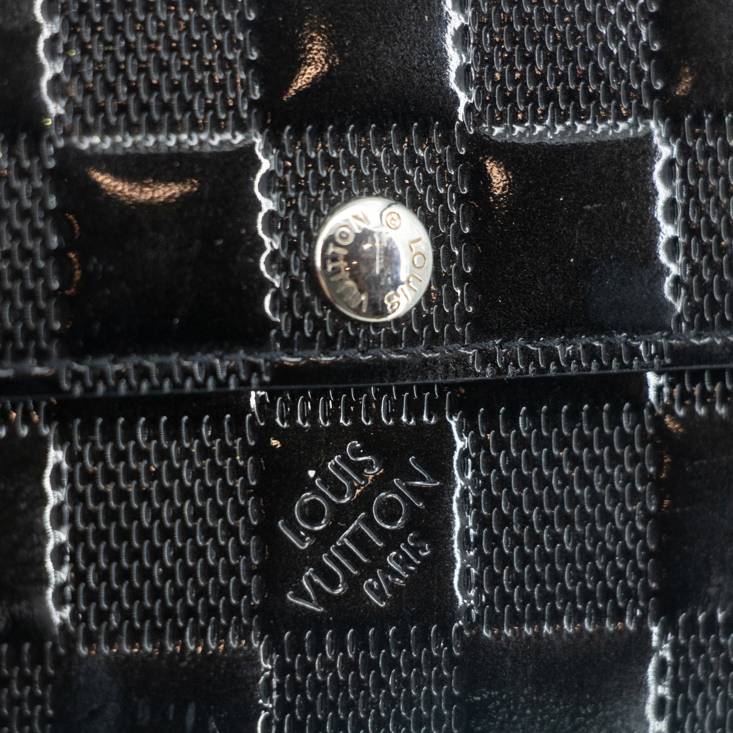 Louis Vuitton Black Vernis Checkered Compact Wallet #2217