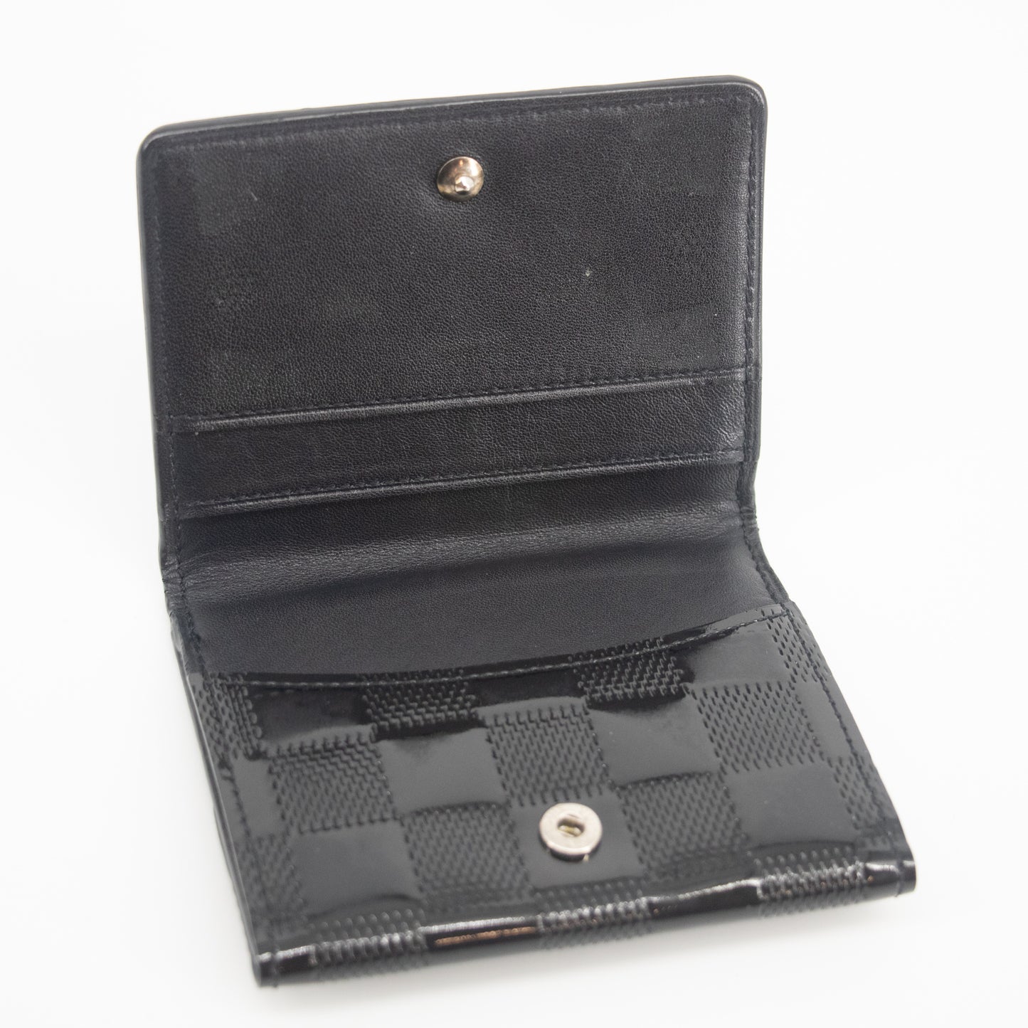 Louis Vuitton Black Vernis Checkered Compact Wallet #2217