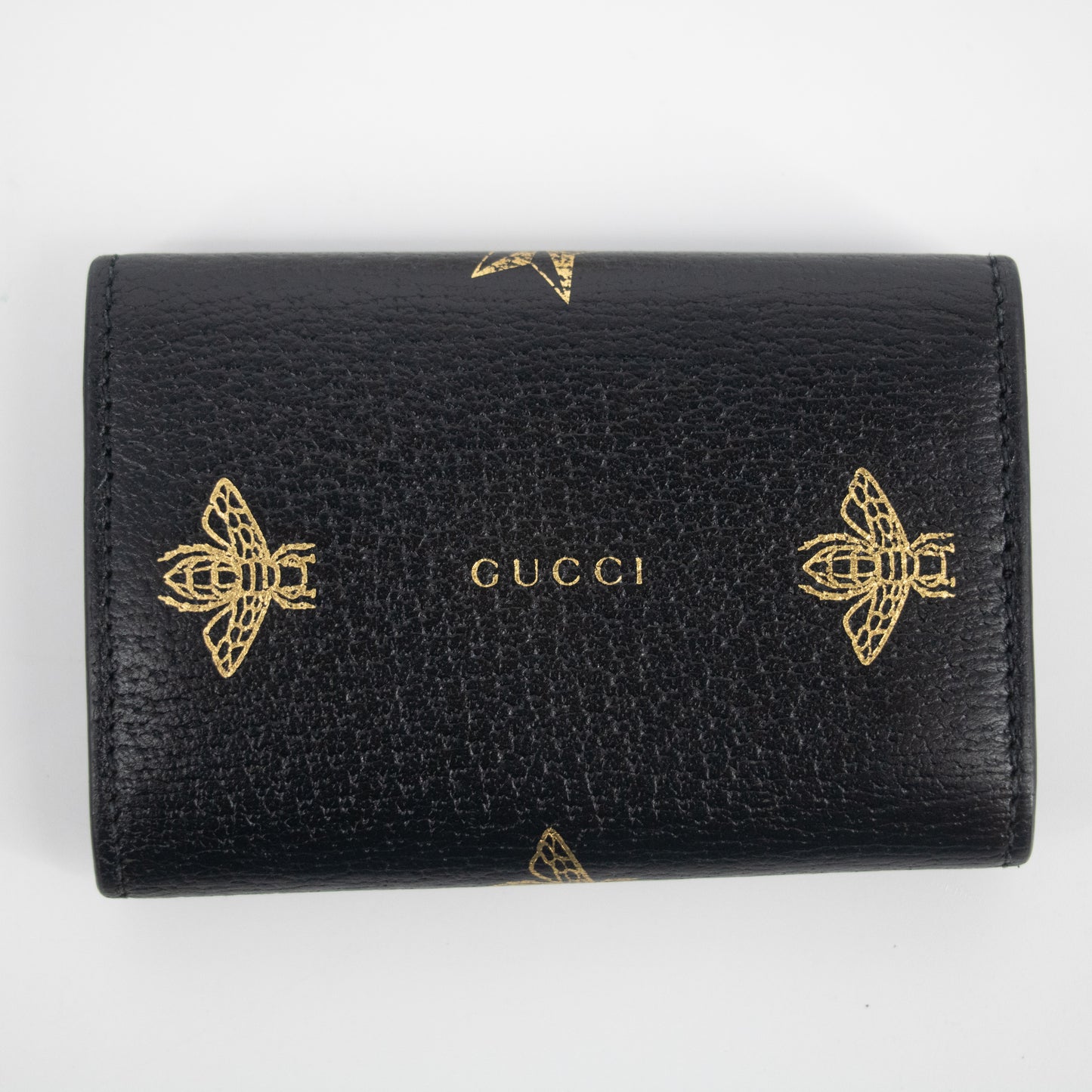 Gucci Leather Bee Gold Star Key Holder #2219