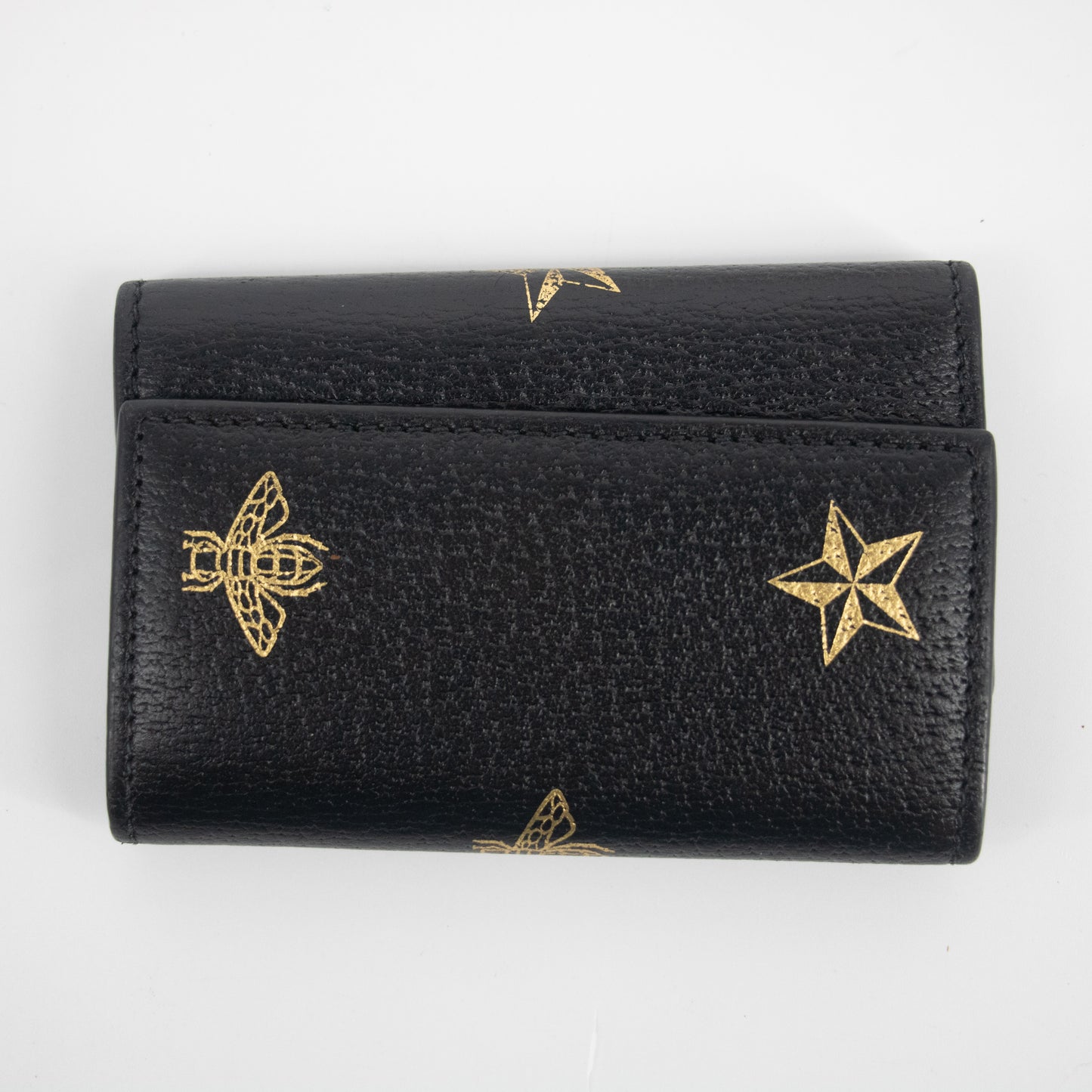 Gucci Leather Bee Gold Star Key Holder #2219