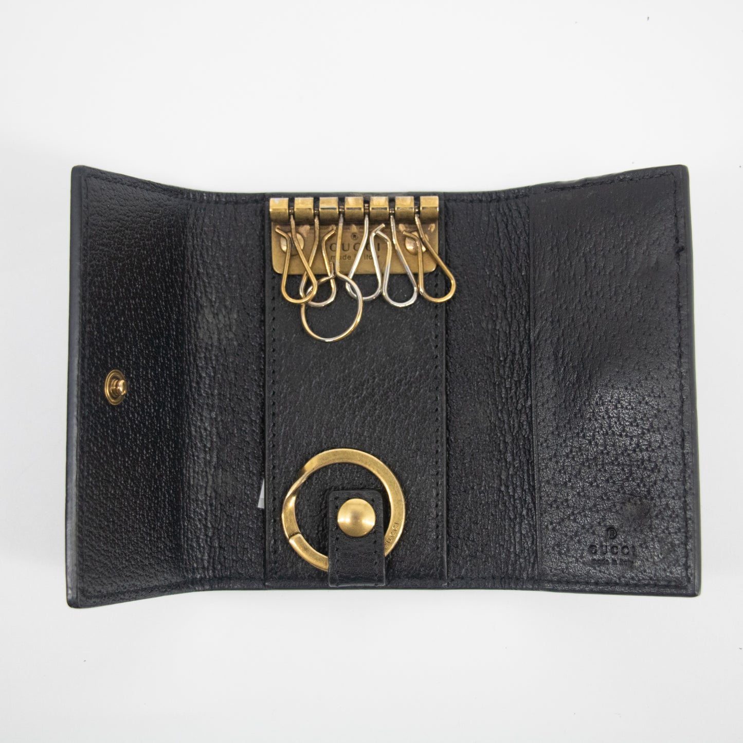 Gucci Leather Bee Gold Star Key Holder #2219