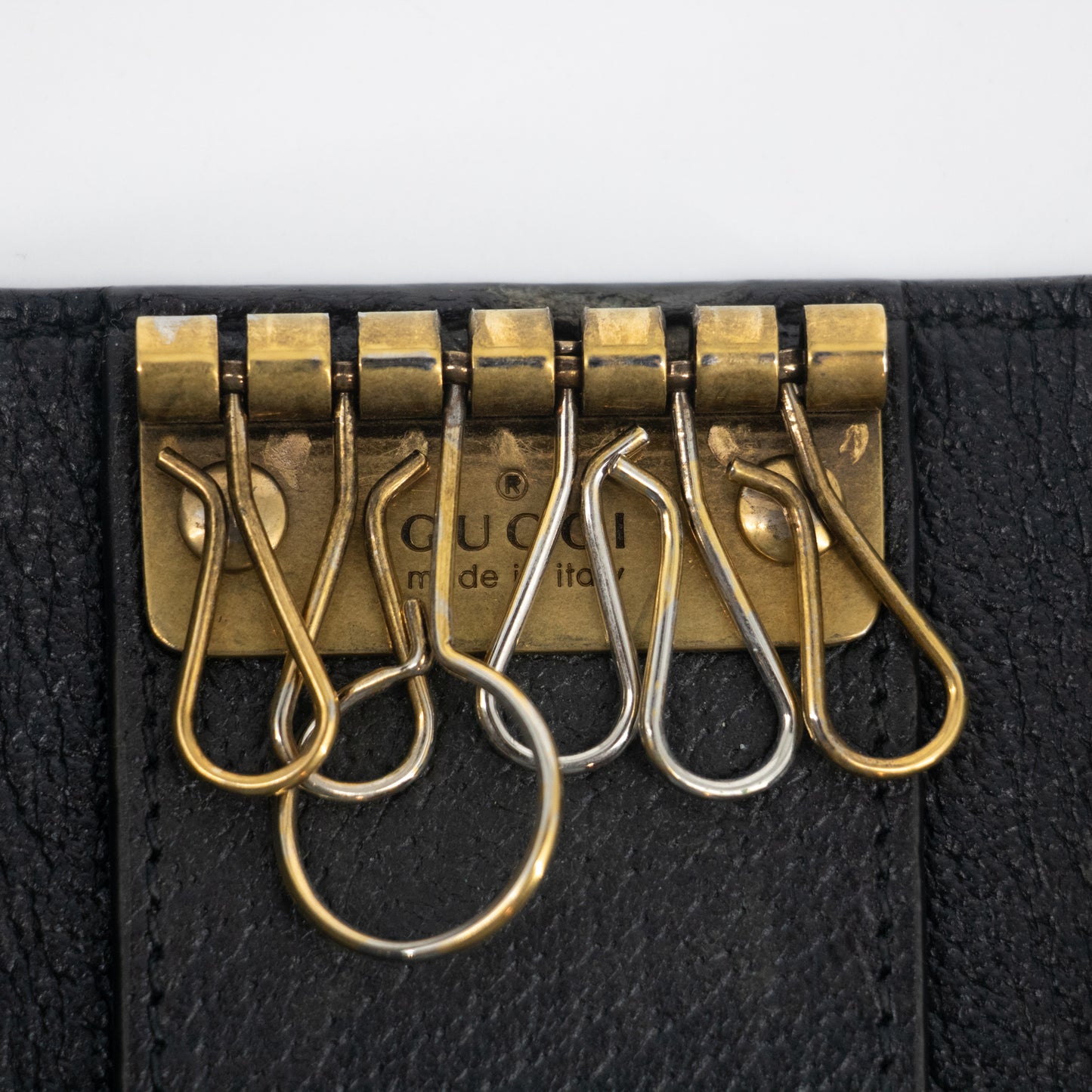 Gucci Leather Bee Gold Star Key Holder #2219
