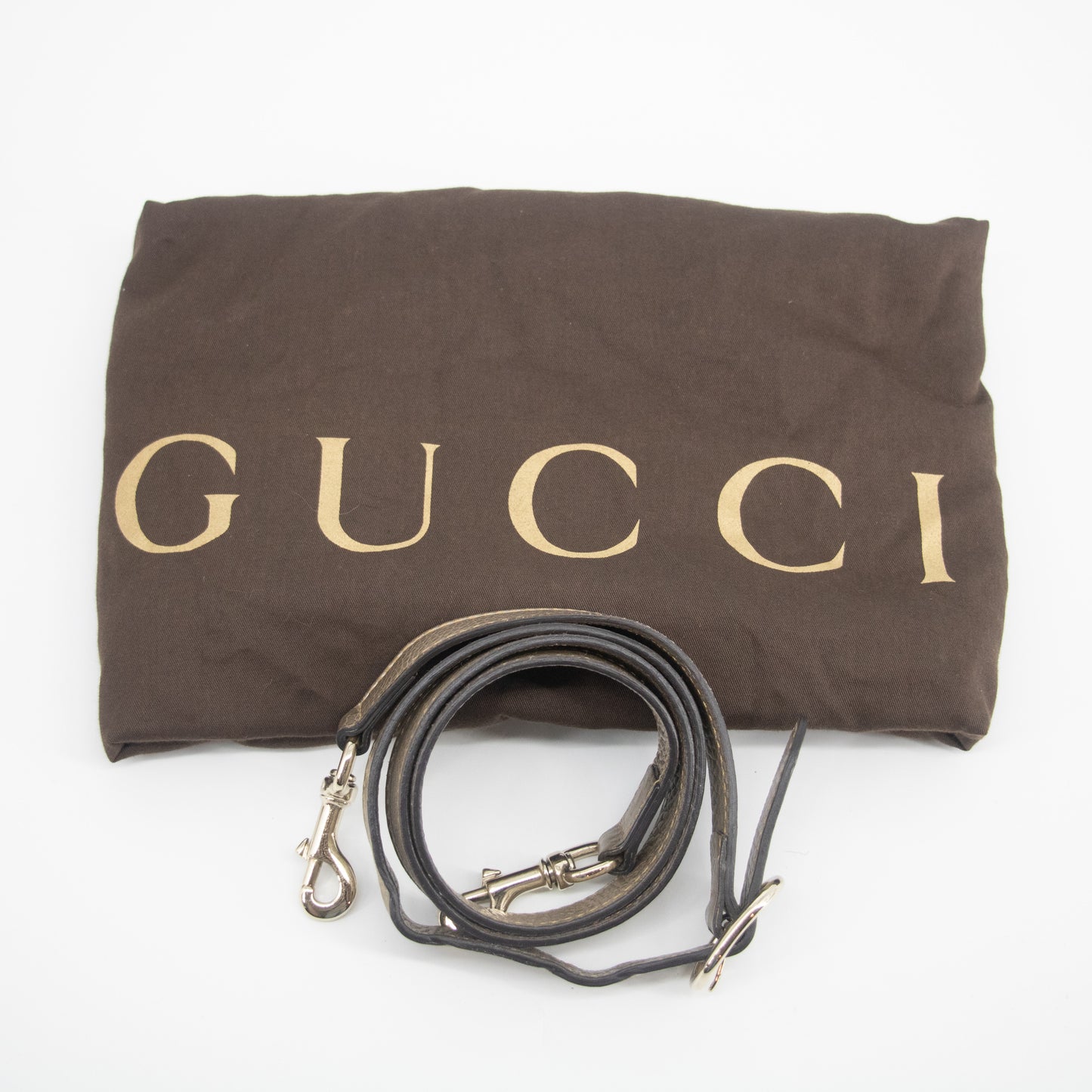 Gucci Silver Pebbled Leather Bamboo 2 Way Handbag #2232