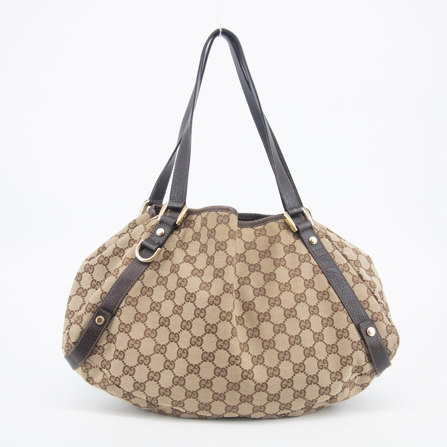 Gucci Brown GG Canvas x Leather Abby Shoulder Bag -SKU #2237