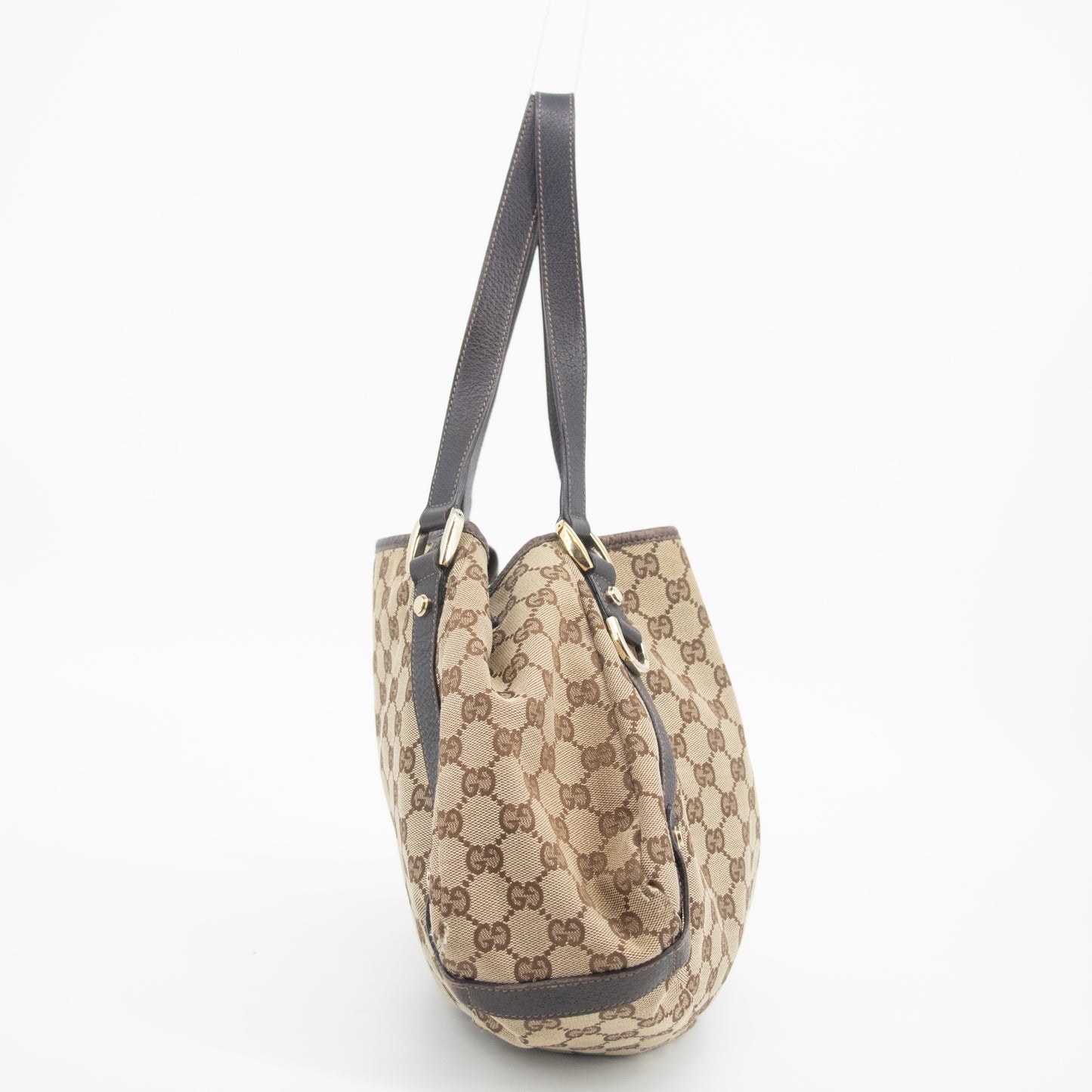 Gucci Brown GG Canvas x Leather Abby Shoulder Bag -SKU #2237