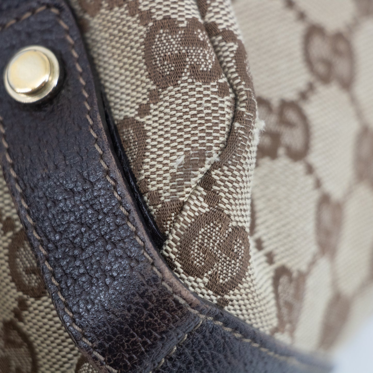 Gucci Brown GG Canvas x Leather Abby Shoulder Bag -SKU #2237