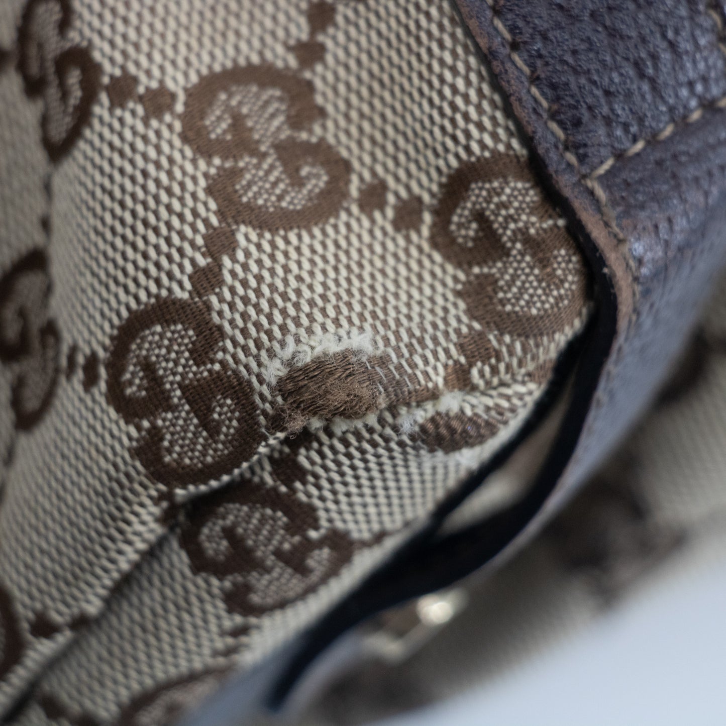 Gucci Brown GG Canvas x Leather Abby Shoulder Bag -SKU #2237