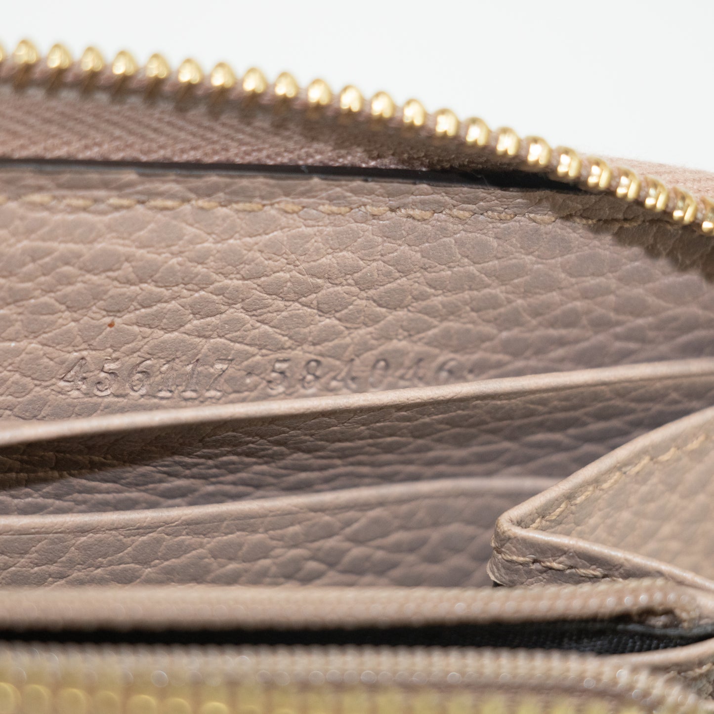 Gucci Beige Pink GG Marmont Leather Round Zip Long Wallet #2239