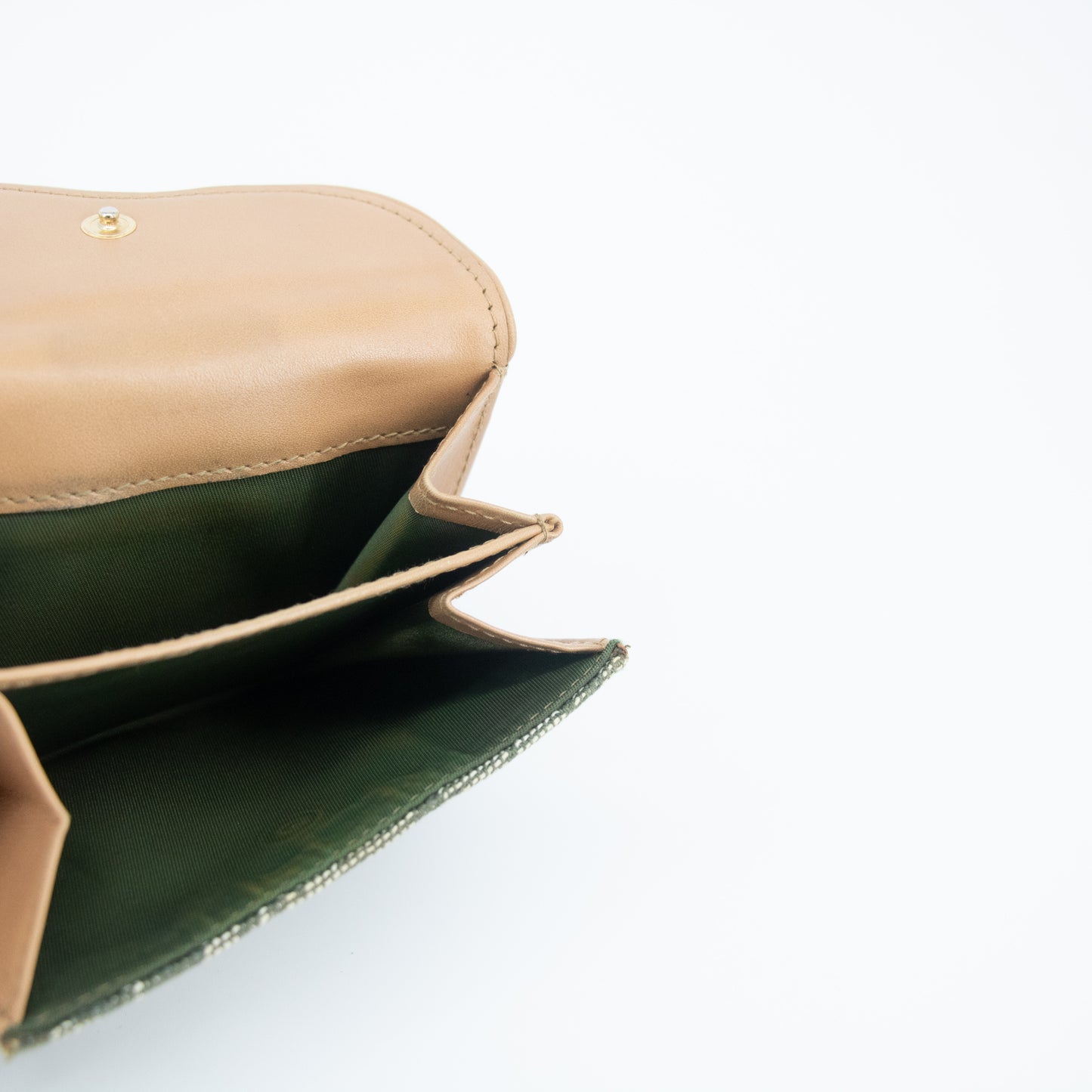 Christian Dior Green Trotter Saddle Canvas Compact Wallet #2243