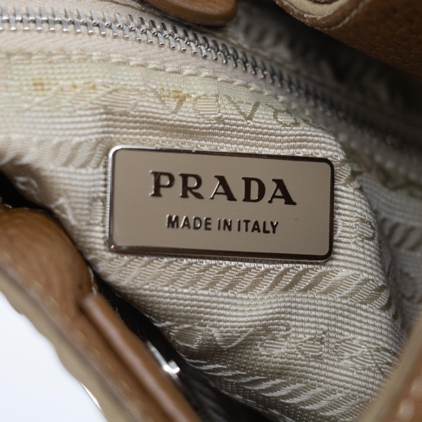Prada Nylon Tessuto Brown Triangle Logo Hobo Shoulder Bag #2257