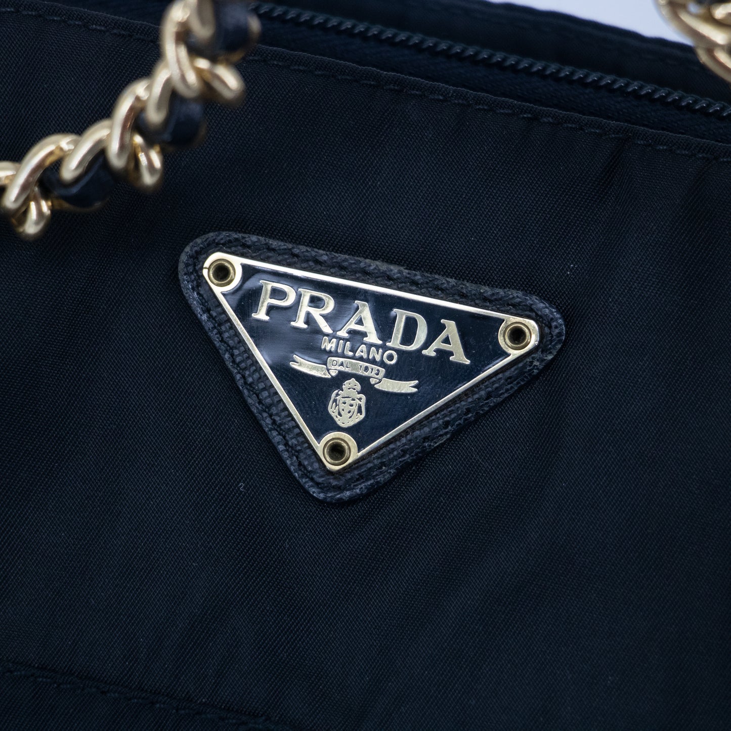 Prada Black Tessuto Nylon Chain Shoulder Bag #2263