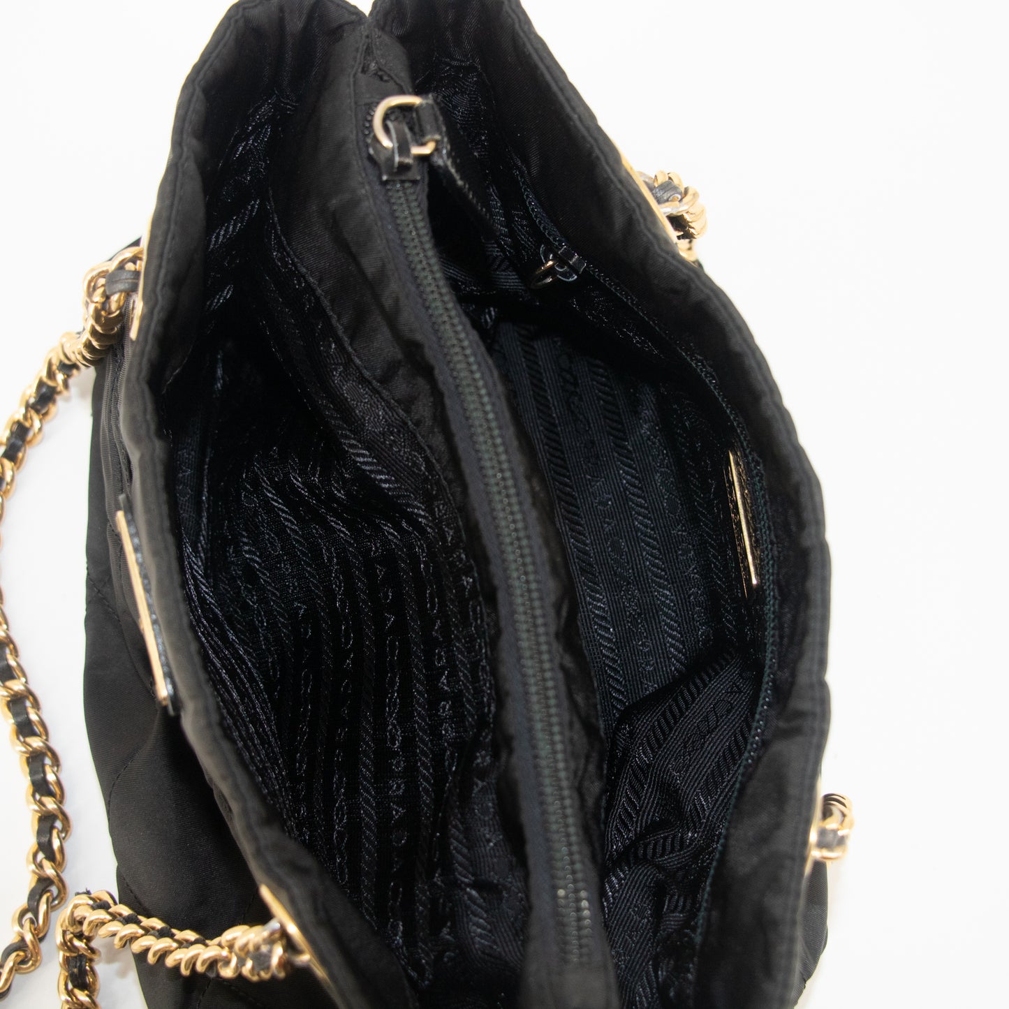 Prada Black Tessuto Nylon Chain Shoulder Bag #2263